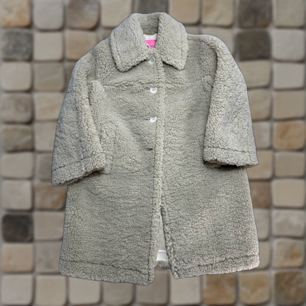 Vintage kate spade new york Faux Shearling Coat Womens Large Beige Oversized Fit Single Breasted Jacket/Coat Size L / US 10 / IT 46 - 1 Thumbnail