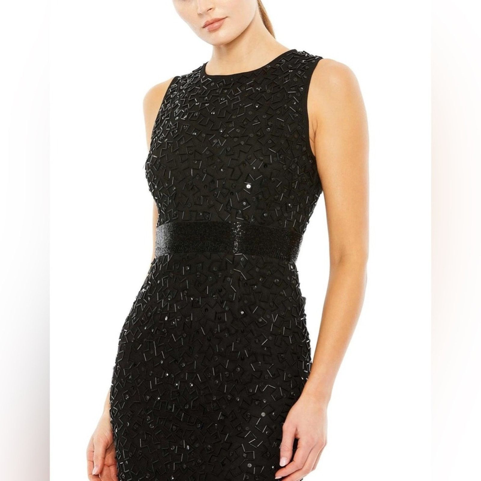 Designer Mac Duggal 93758 Geometric Embellished Sleeveless Dress 8 Size M / US 6-8 / IT 42-44 - 3 Thumbnail