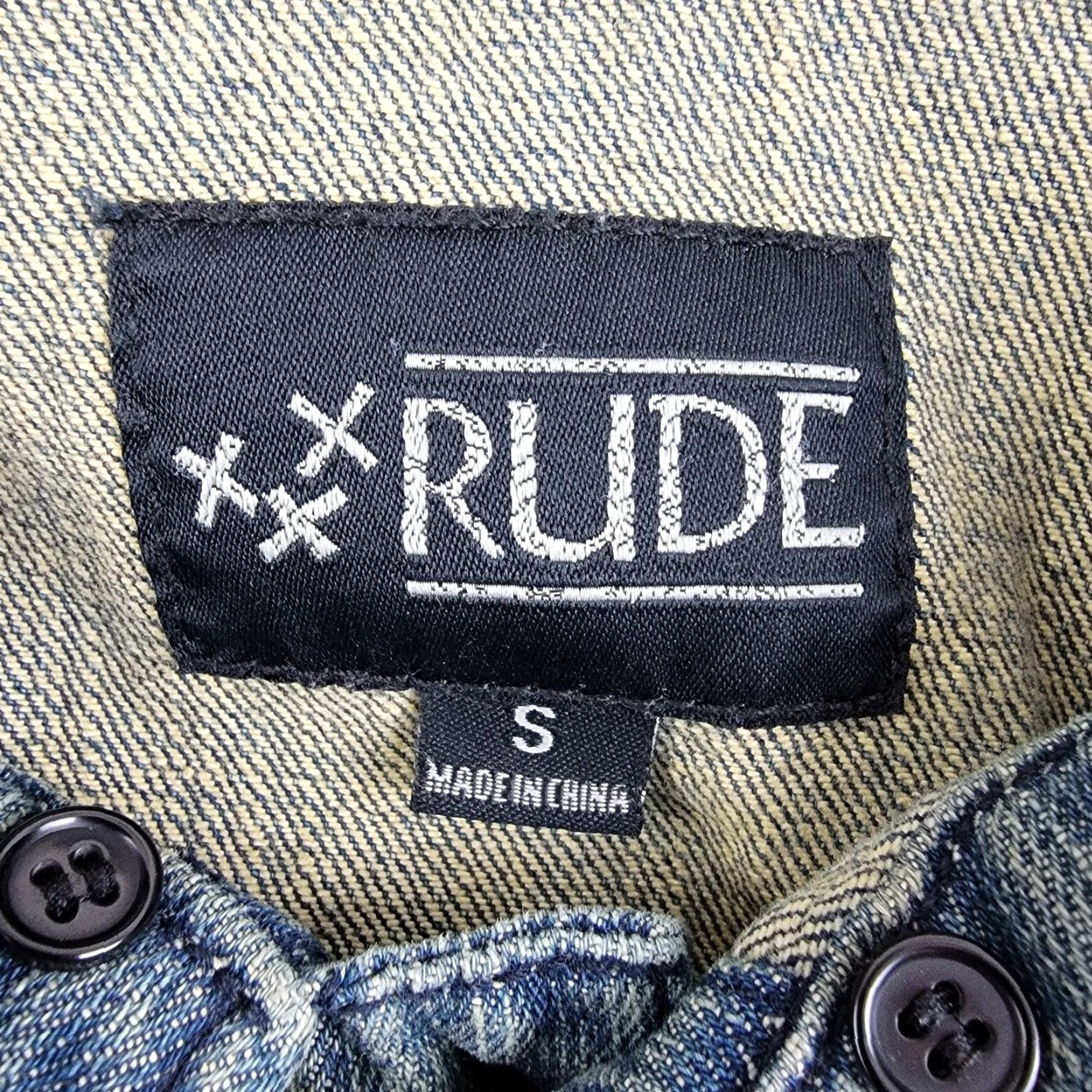 Denime VINTAGE Rude Denim Jacket Womens Small S Blue Classic Trucker 100% Cotton Long Sleeve Button Medium Wash Size S / US 4 / IT 40 - 4 Thumbnail