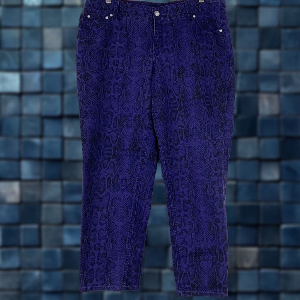 VINTAGE Lane Bryant Skinny Jeans Size 16 Women Snake Print Purple