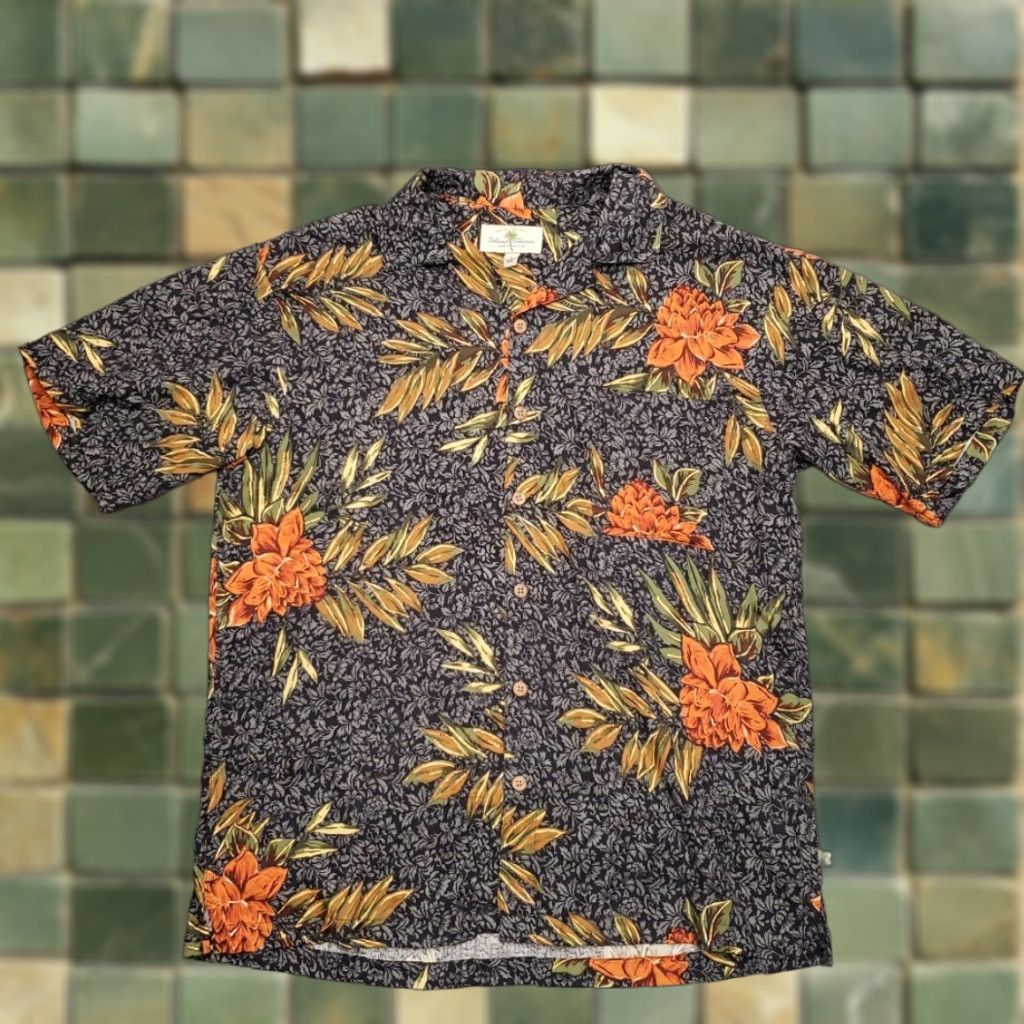 Vintage VINTAGE Island Shores Hawaiian Shirt Mens L Black Floral 100% Silk Camp Loop Collar Button-Up Short Sleeve Casual Mens Size US L / EU 52-54 / 3 - 1 Thumbnail