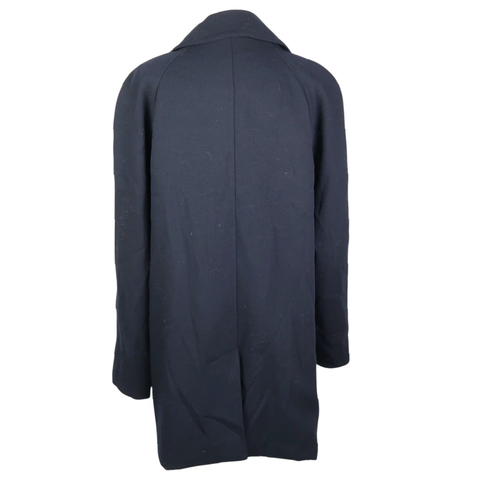 Vintage VINTAGE 80s Sanyo Navy Blue Wool Double-Breasted Coat M Women Overcoat Casual Workwear 100% Wool Button Mid-Length Mens? No, Women Size M / US 6-8 / IT 42-44 - 4 Thumbnail