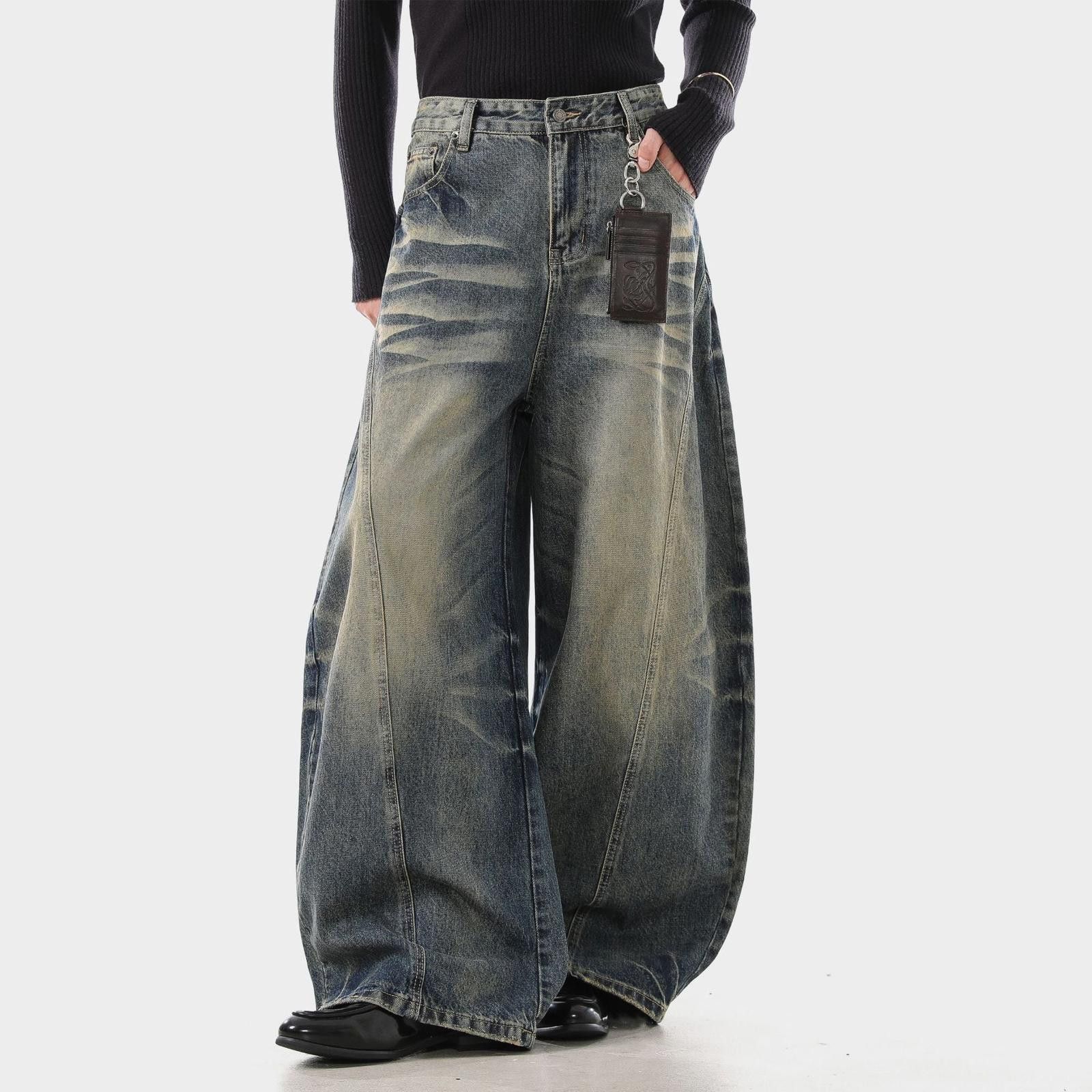 Vintage Wide Leg Denim Jeans, Baggy Loose Fit Jeans Size US 32 / EU 48 - 7 Thumbnail