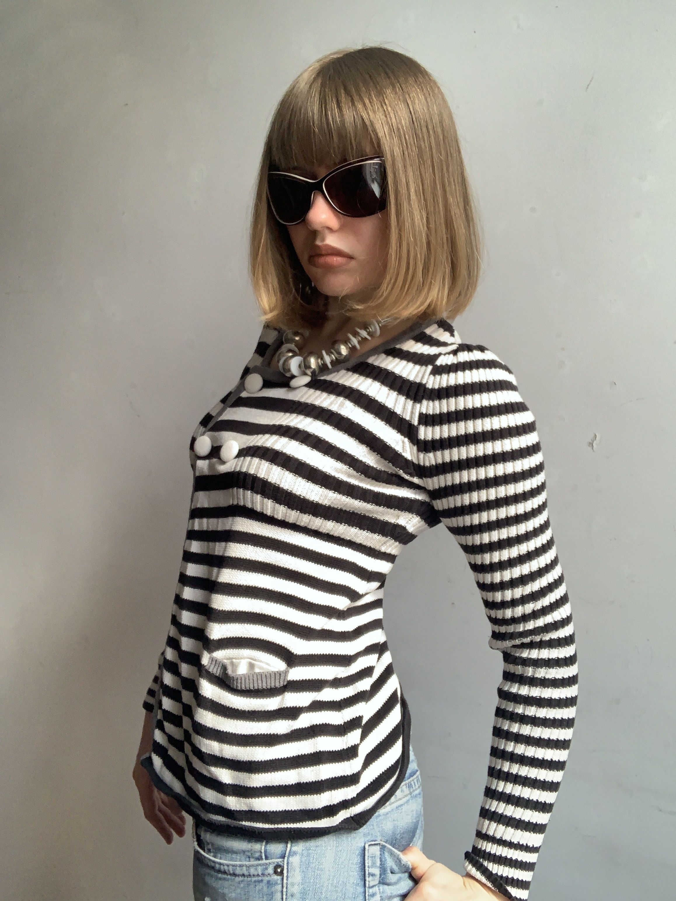 Tommy Hilfiger vintage stripped napoleon jacket indie sleaze button up Size S / US 4 / IT 40 - 2 Thumbnail