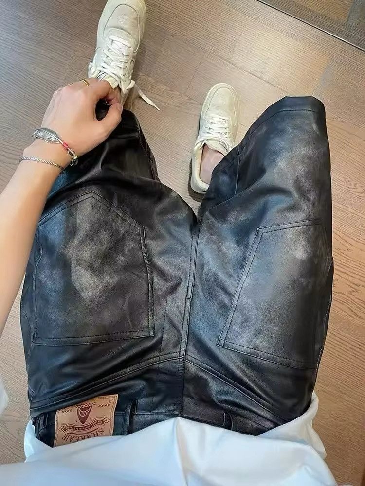 Jean Vintage PU Leather Reverse Shorts Size US 28 / EU 44 - 5 Thumbnail