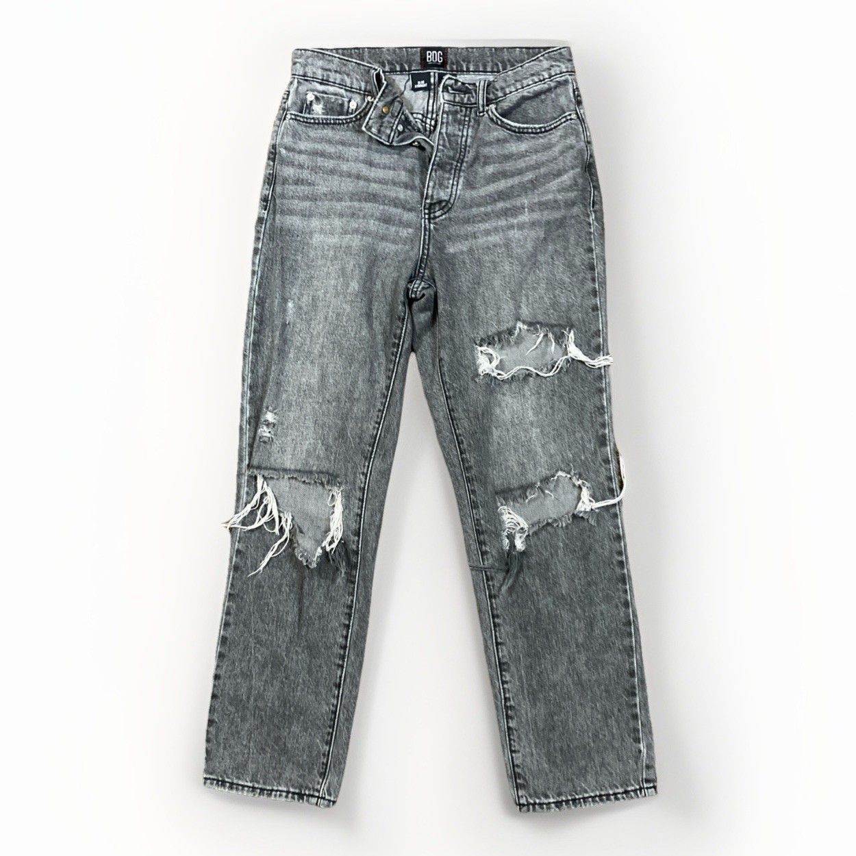 Bdg BDG Dark Grey Distressed Rips High Rise Slim Straight Jeans Size 26" / US 2 / IT 38 - 1 Thumbnail