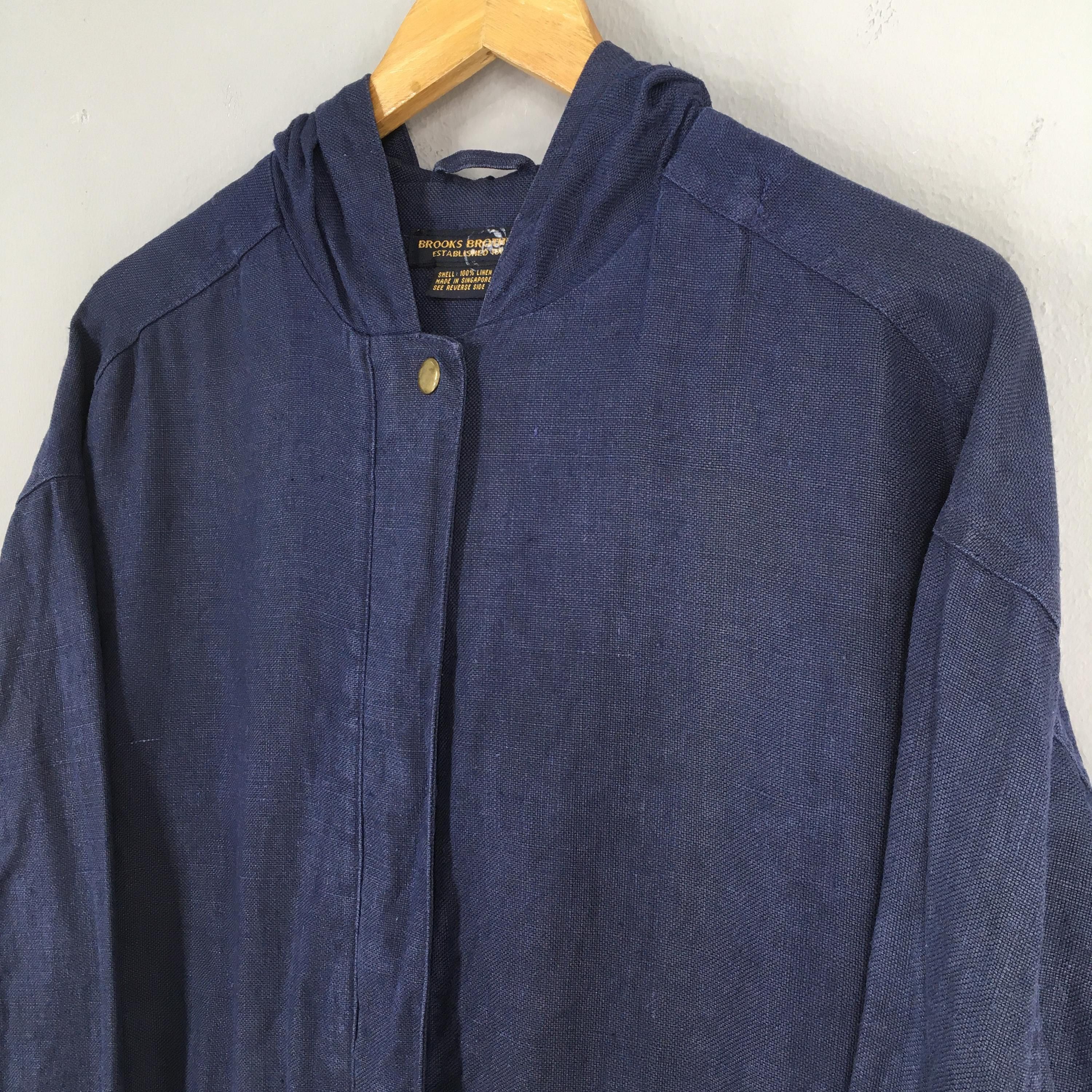Brooks Brothers Vintage 90's Brooks Brothers Blue Parka Linen Jacket XSmall Size US XS / EU 42 / 0 - 3 Thumbnail