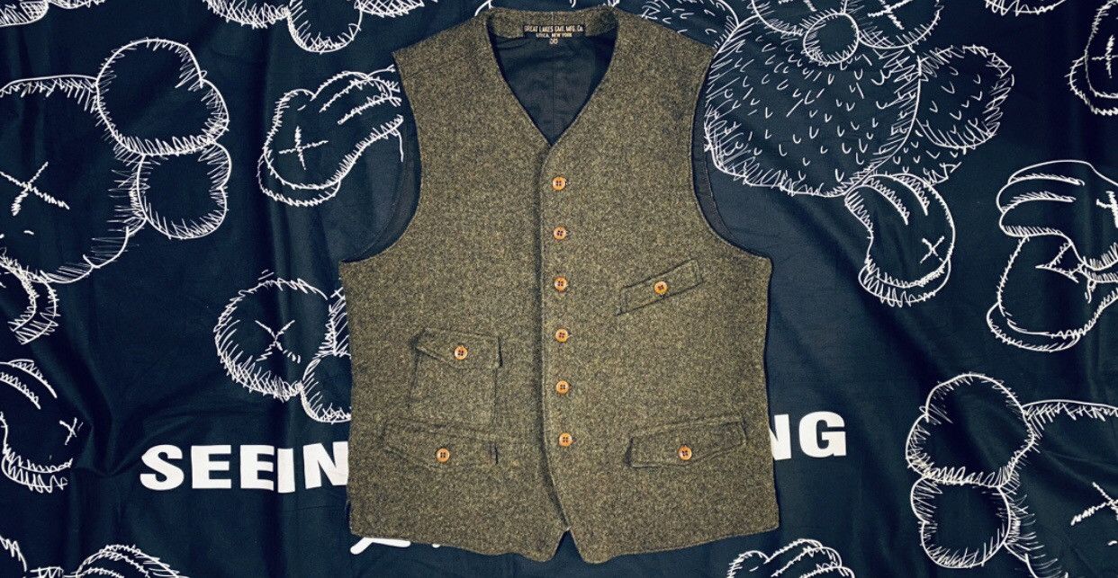 image of Freewheelers Strang Pure Wool Limited Flap Vest in Green, Men's (Size 2XS)