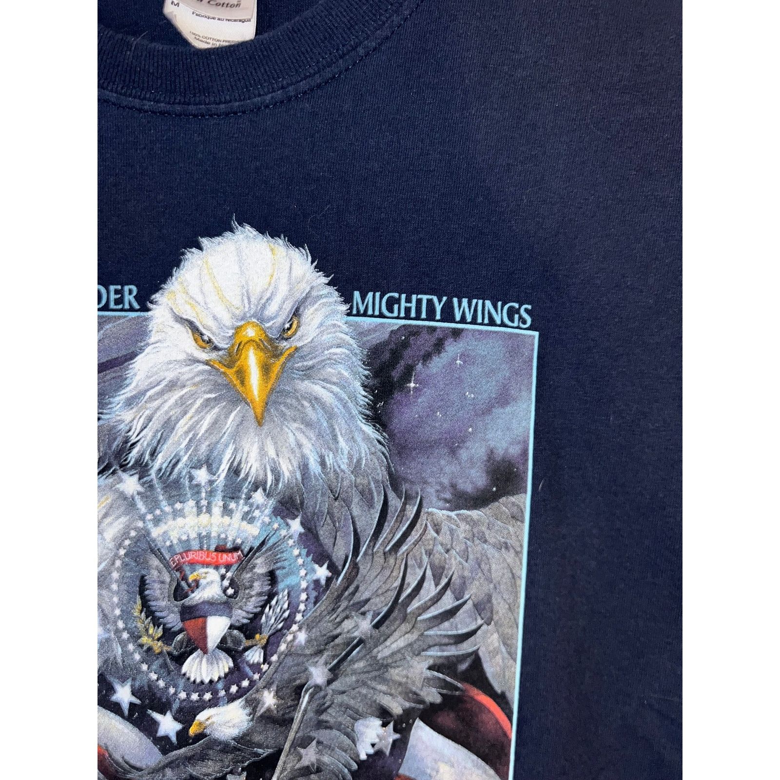 Gildan Vintage Eagle Shirt Sheltered Under Mighty Wings Blue Tee M Size US M / EU 48-50 / 2 - 3 Thumbnail
