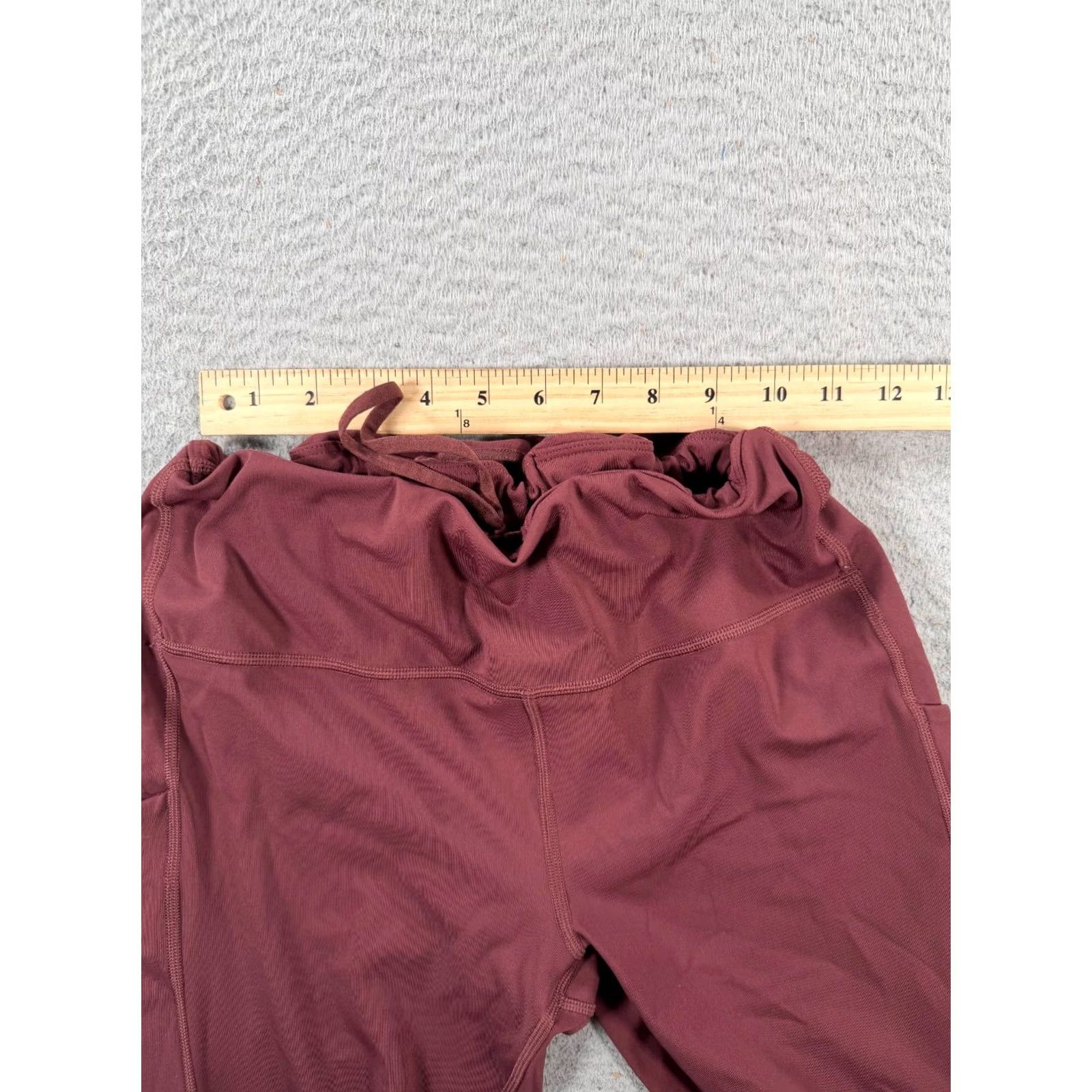 Athleta Athleta Ultimate Leggings Women Large Maroon Stash Pocket Ankle Yoga Activewear Size 36" / US 14 / IT 50 - 5 Thumbnail