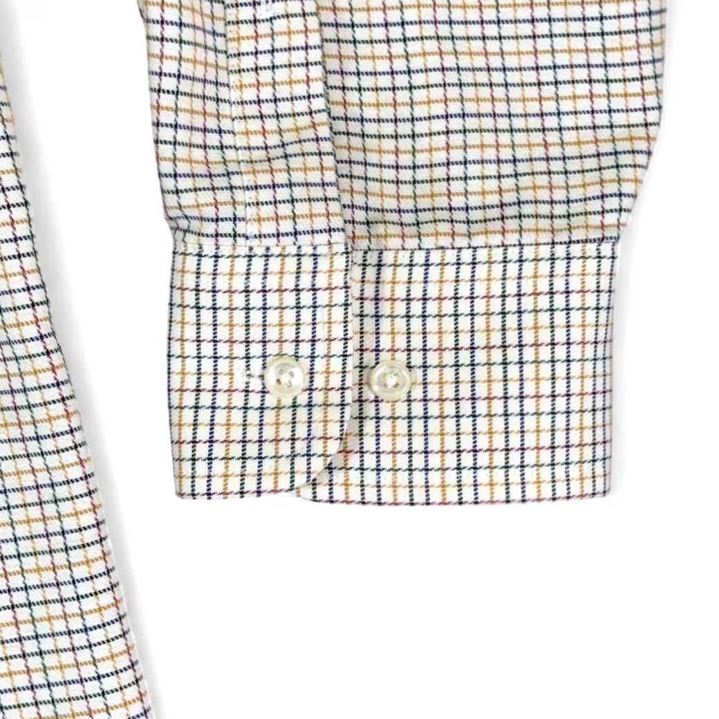 Arrow VINTAGE Arrow Dress Shirt Windowpane Plaid Oxford 80s USA Made Button-Up Adult XL White Size 46R - 6 Thumbnail