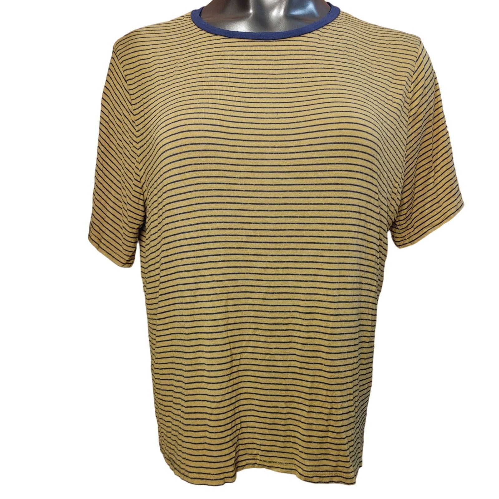 Forever 21 Forever 21 + Women's 2X Yellow Stripped Blue ShortSleeve Top Size XXL / US 16-18 / IT 52-54 - 1 Thumbnail