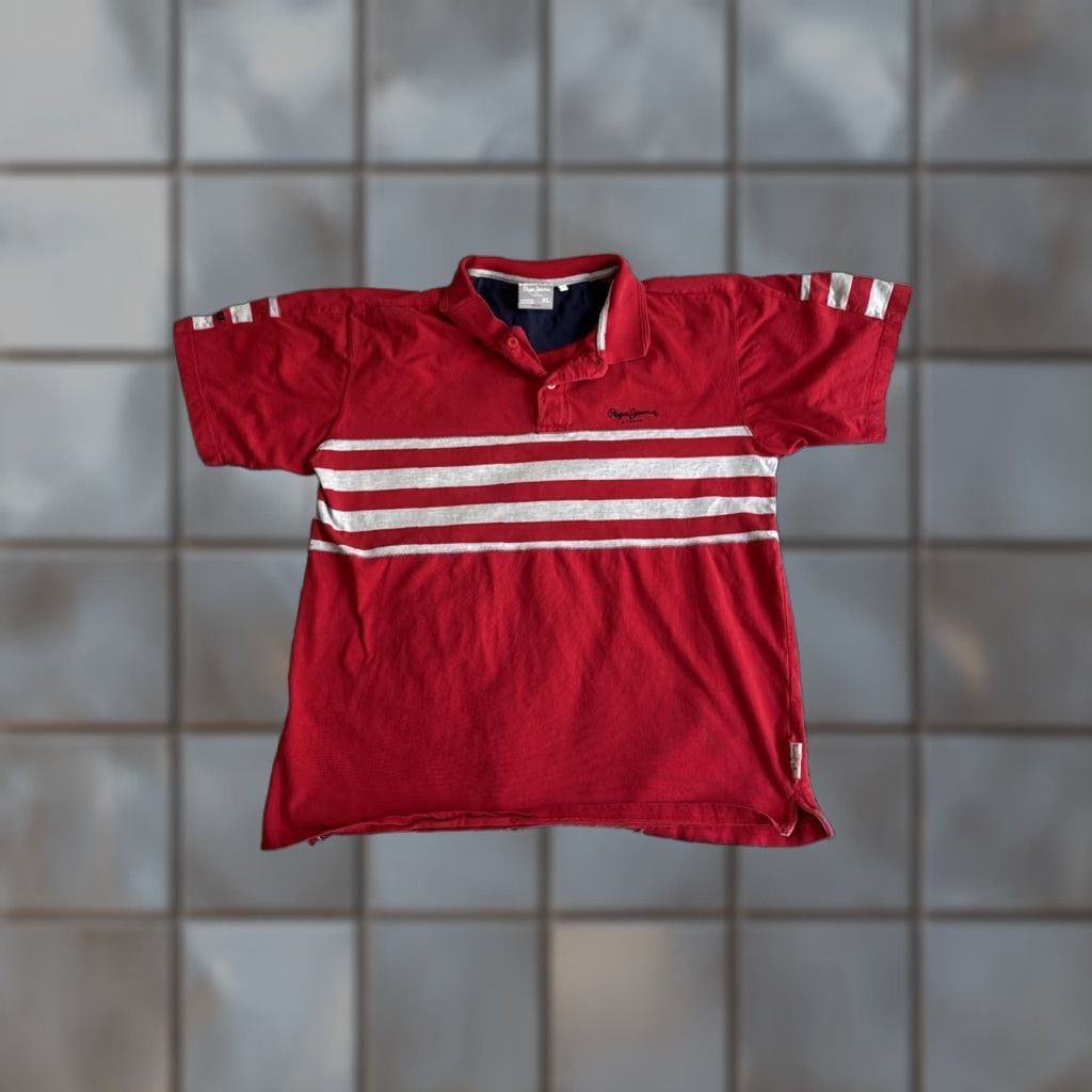 Pepe Jeans VINTAGE Pepe Jeans Polo Shirt Men XL 90s Red Gray Quarter Button Up Y2K T Shirt Size US XL / EU 56 / 4 - 1 Thumbnail