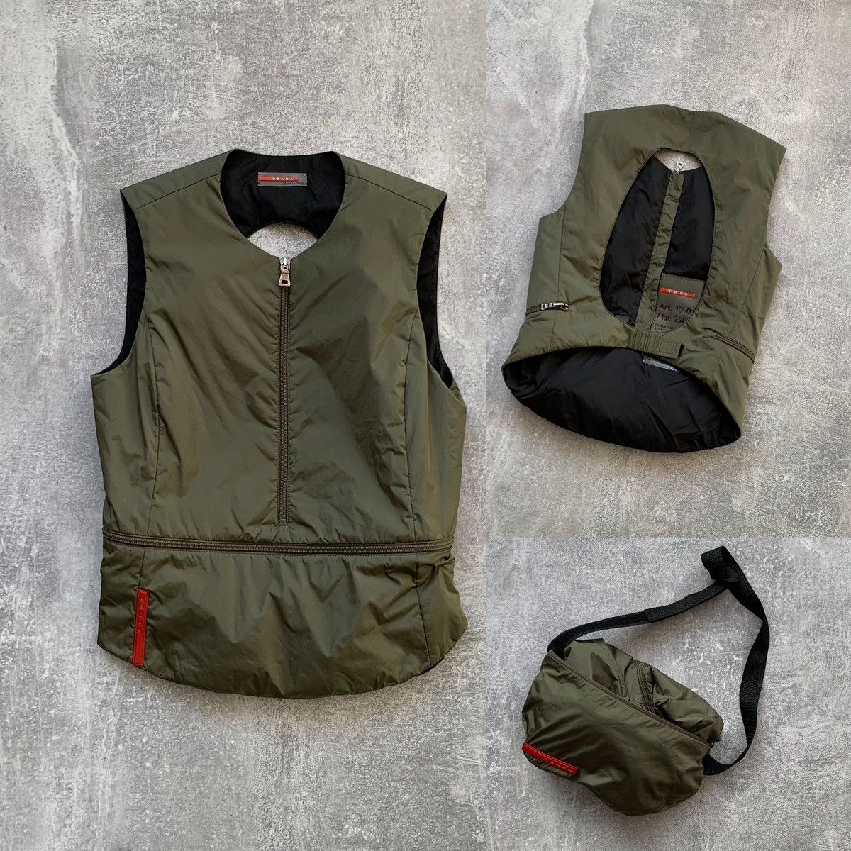 Image of Archival Clothing x Prada 1999Ss Prada Sport Archive Tactical Gilet in Khaki, Women's (Size Small)