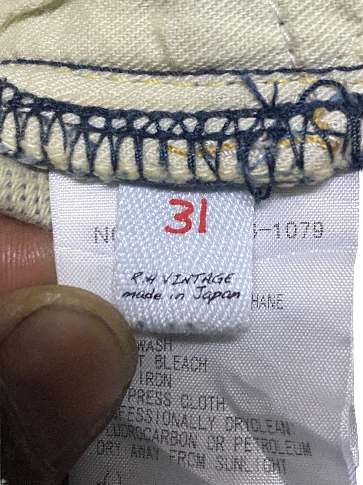 Japanese Brand Rare vintage RH Jeans navy & white denim straight leg jeans Size US 33 - 17 Thumbnail