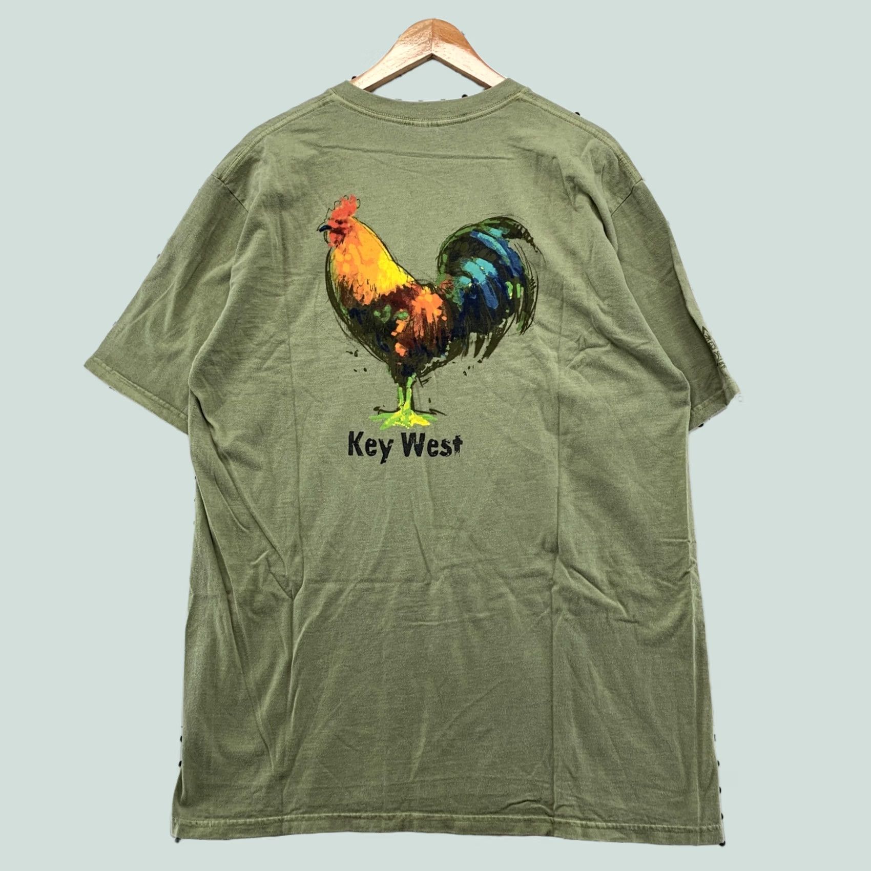 Vintage VINTAGE Crazy Shirts T-Shirt Mens Large Green Key West Rooster Hemp Dyed Size US L / EU 52-54 / 3 - 1 Thumbnail