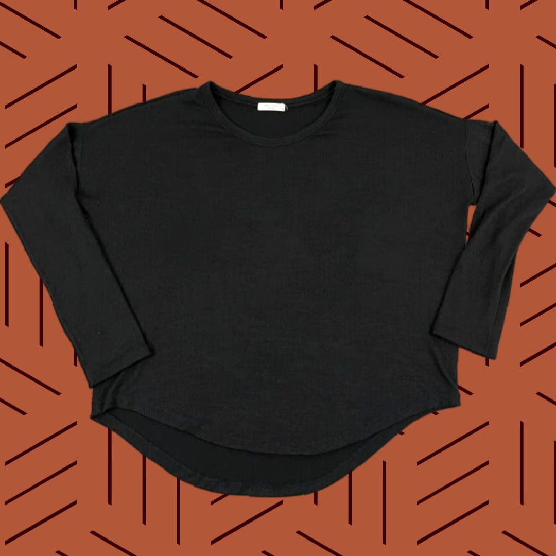 Rag & Bone RAG & BONE Shirt Womens Large Black Crew Neck Lightweight Stretch Dolman Sleeve Blouse Size L / US 10 / IT 46 - 1 Thumbnail
