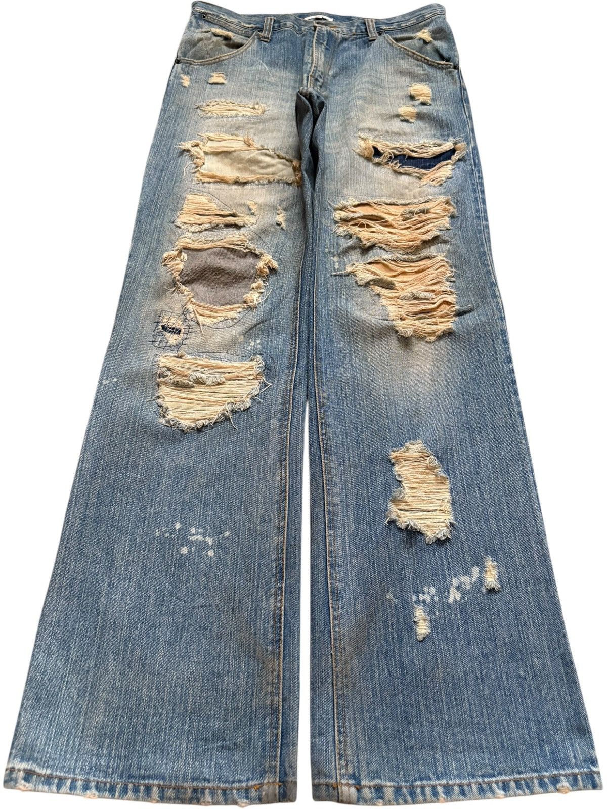 Japanese Brand Vintage Japanese Brand Bleach Rusty Mud Wash Rip Baggy Jean Size US 31 - 1 Thumbnail