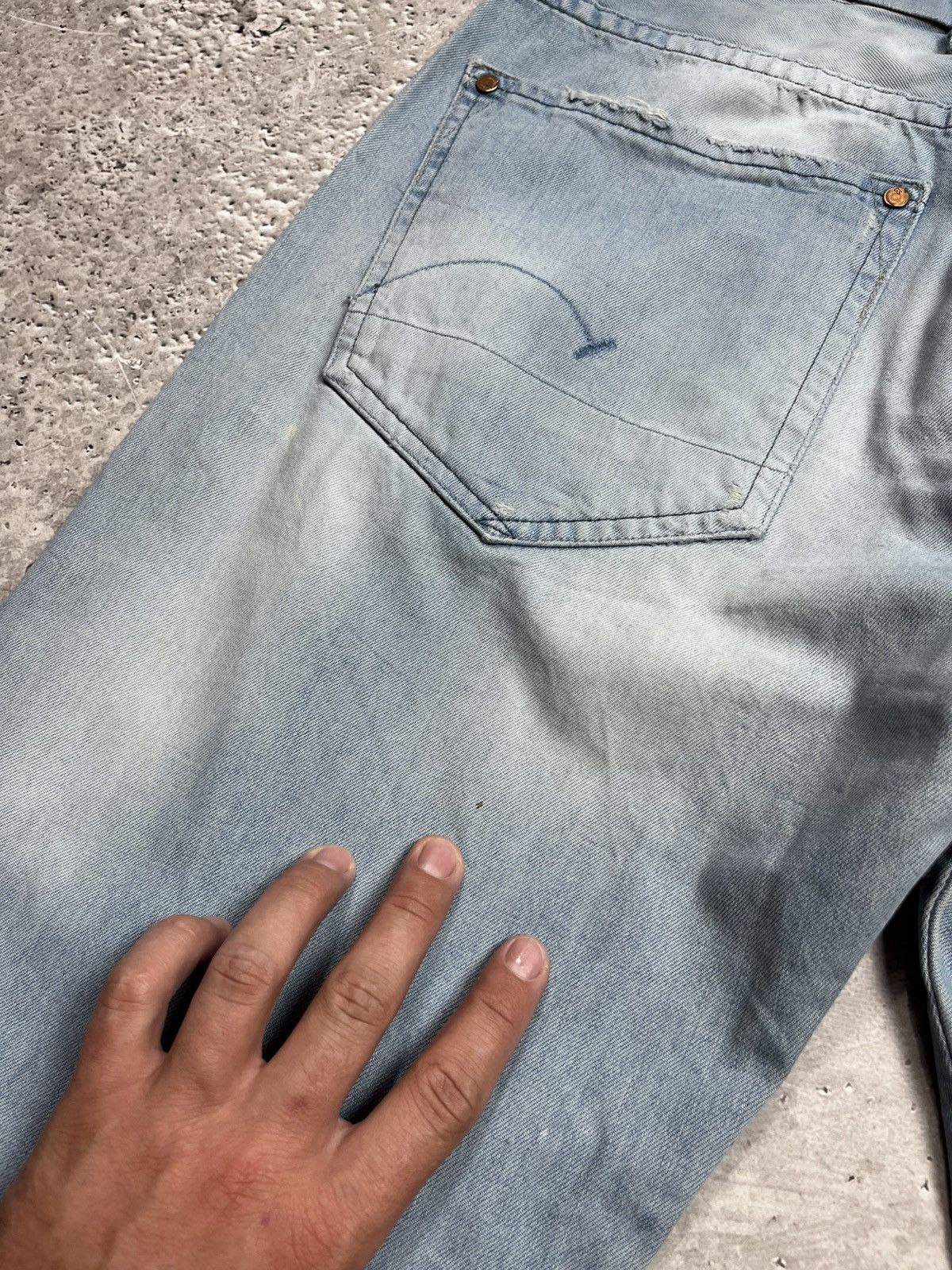 G-Star G-Star RAW Baggy Light Wash Distressed Jeans Men’s Size US 36 / EU 52 - 11 Thumbnail