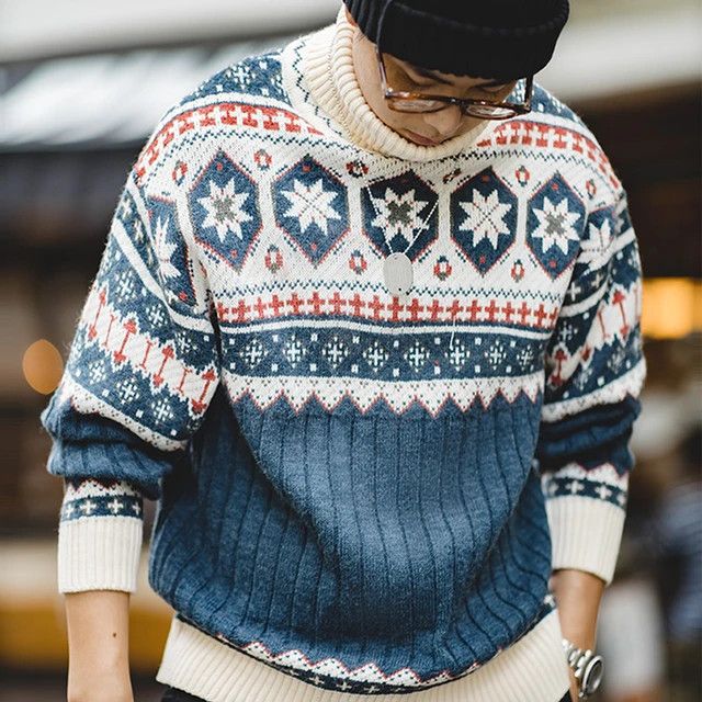 Sweater Thick and Warm Reversible High Neck Knit