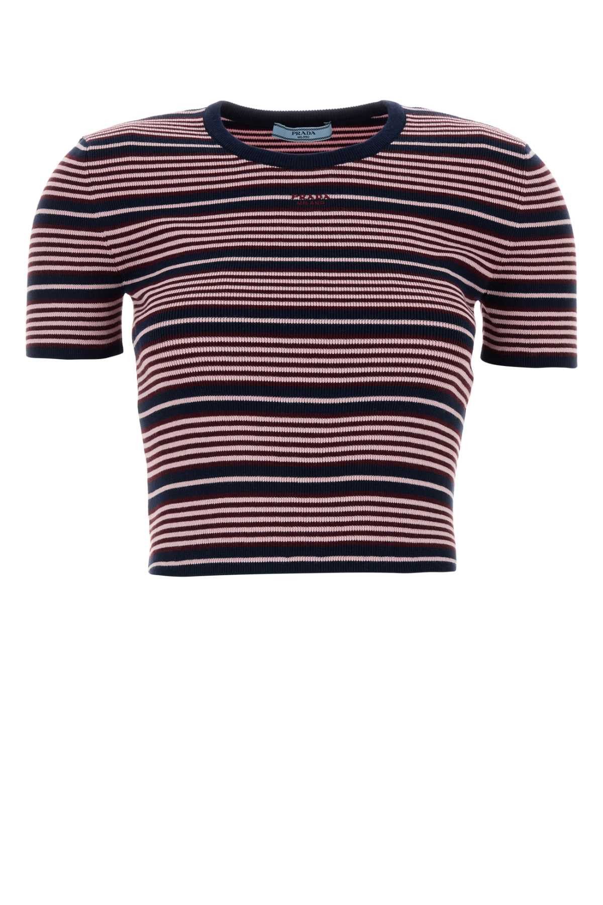 Prada Embroidered Cotton Blend T-Shirt Size L / US 10 / IT 46 - 1 Thumbnail
