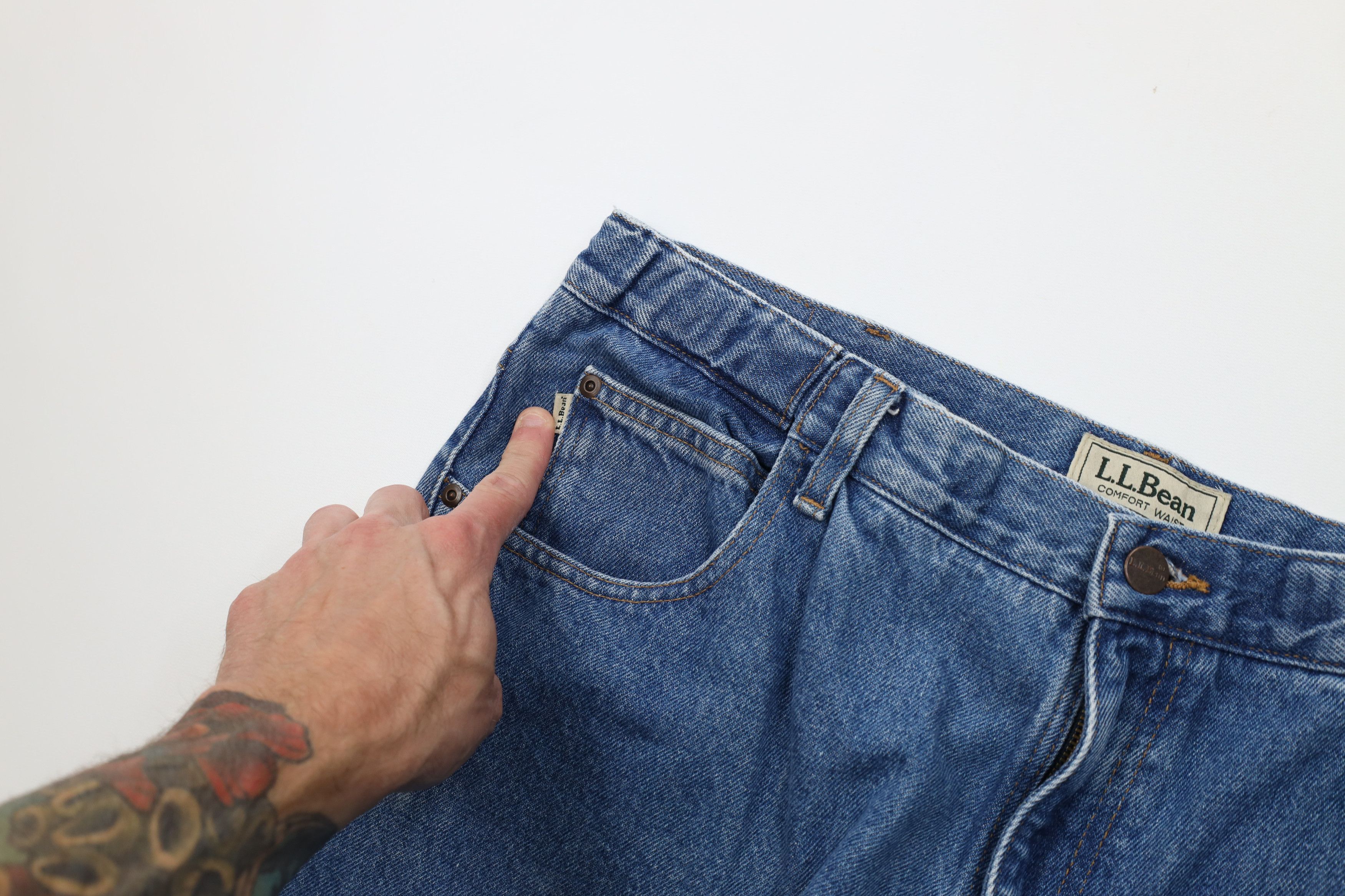L.L. Bean Vintage LL Bean Waist Wide Leg Denim Jeans Blue Cotton Size US 38 / EU 54 - 9 Thumbnail