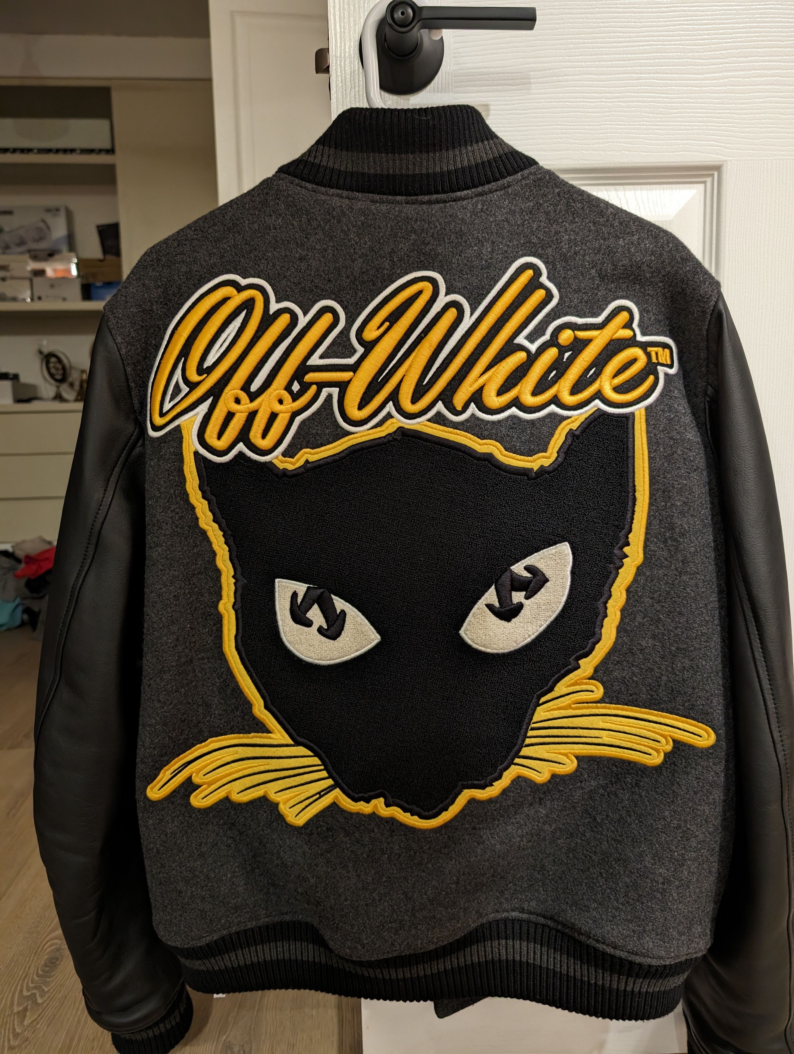 OffWhite Off white cat varsity jacket Grailed