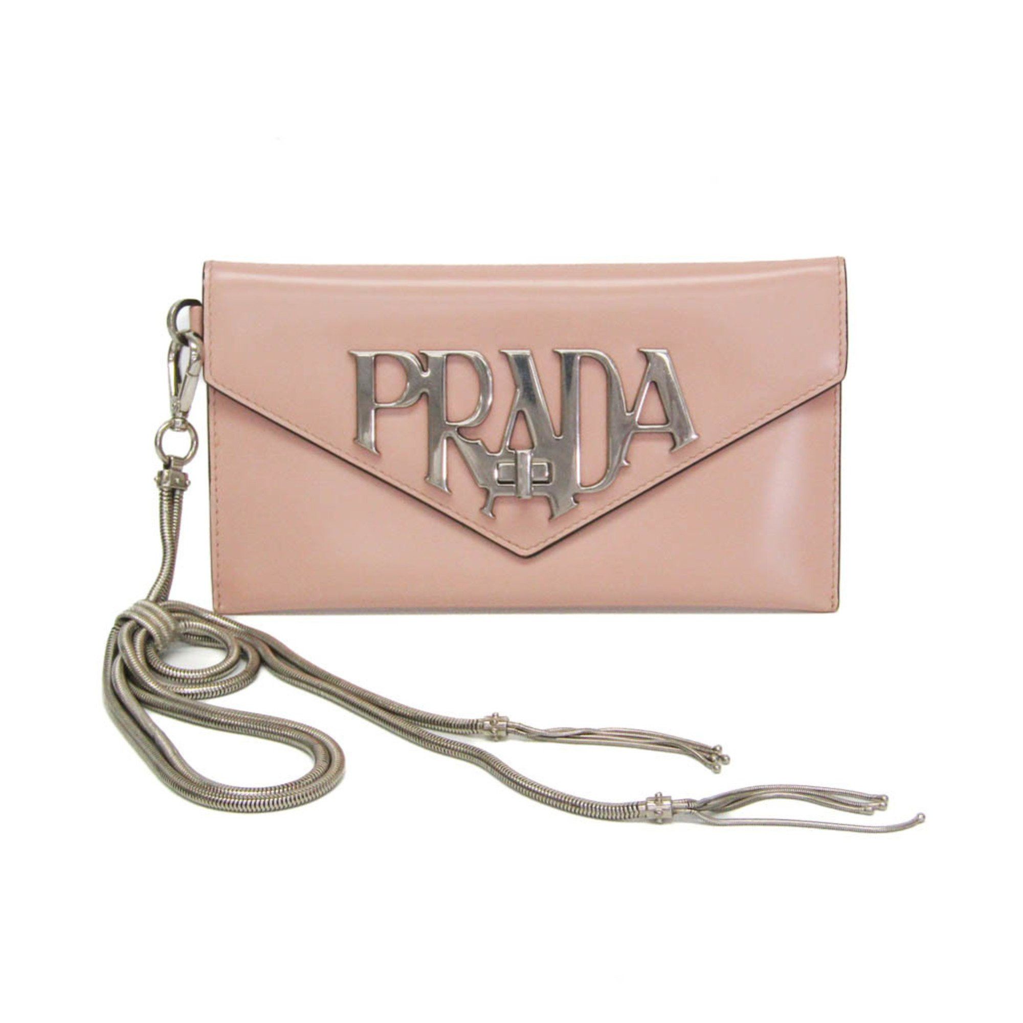 Prada Prada Envelope Chain Strap Women's Leather Clutch Bag,Pouch Pink Size ONE SIZE - 1 Thumbnail