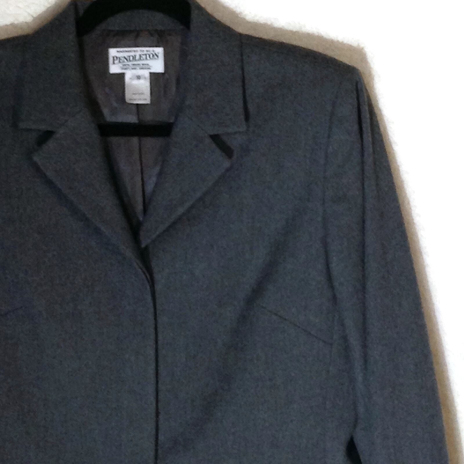 Pendleton Pendleton Wool Gray Blazer SZ 10 Collared Hidden Buttons VTG Size L / US 10 / IT 46 - 6 Thumbnail