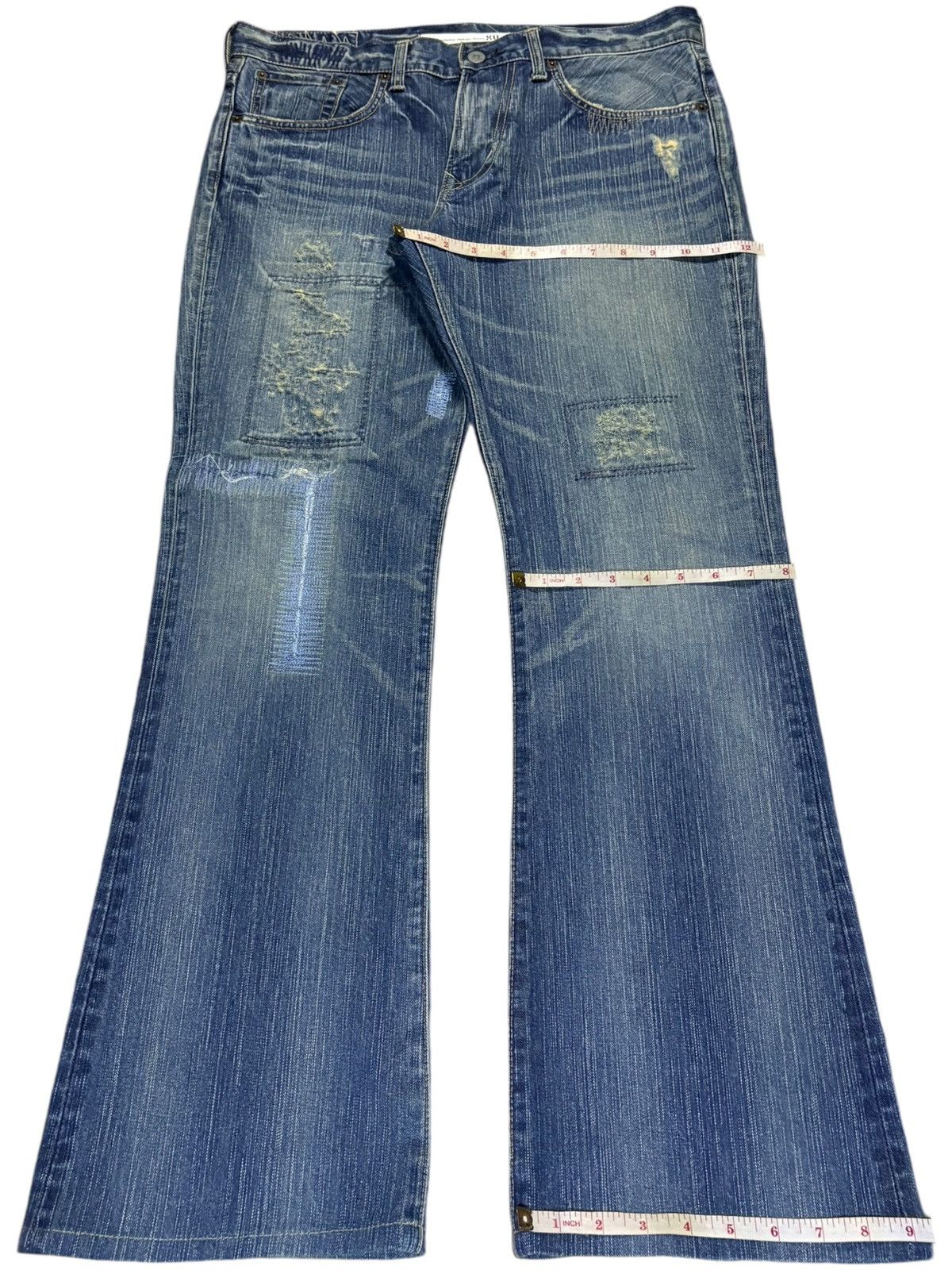 Edwin × Japanese Brand Exclusive Vintage Edwin XV Mud Wash Patched Flare Jeans Size US 35 - 14 Thumbnail