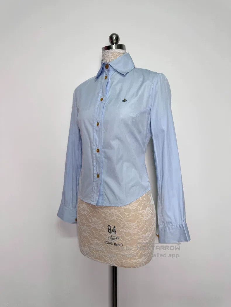 Vivienne Westwood Vivienne Westwood Light Blue Orb Embroidery Saturn Collar扣 Size S / US 4 / IT 40 - 5 Thumbnail
