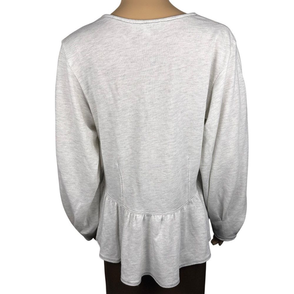 Other Eri + Ali Heather Gray Peplum V-Neck Sweatshirt Size L Size L / US 10 / IT 46 - 5 Thumbnail