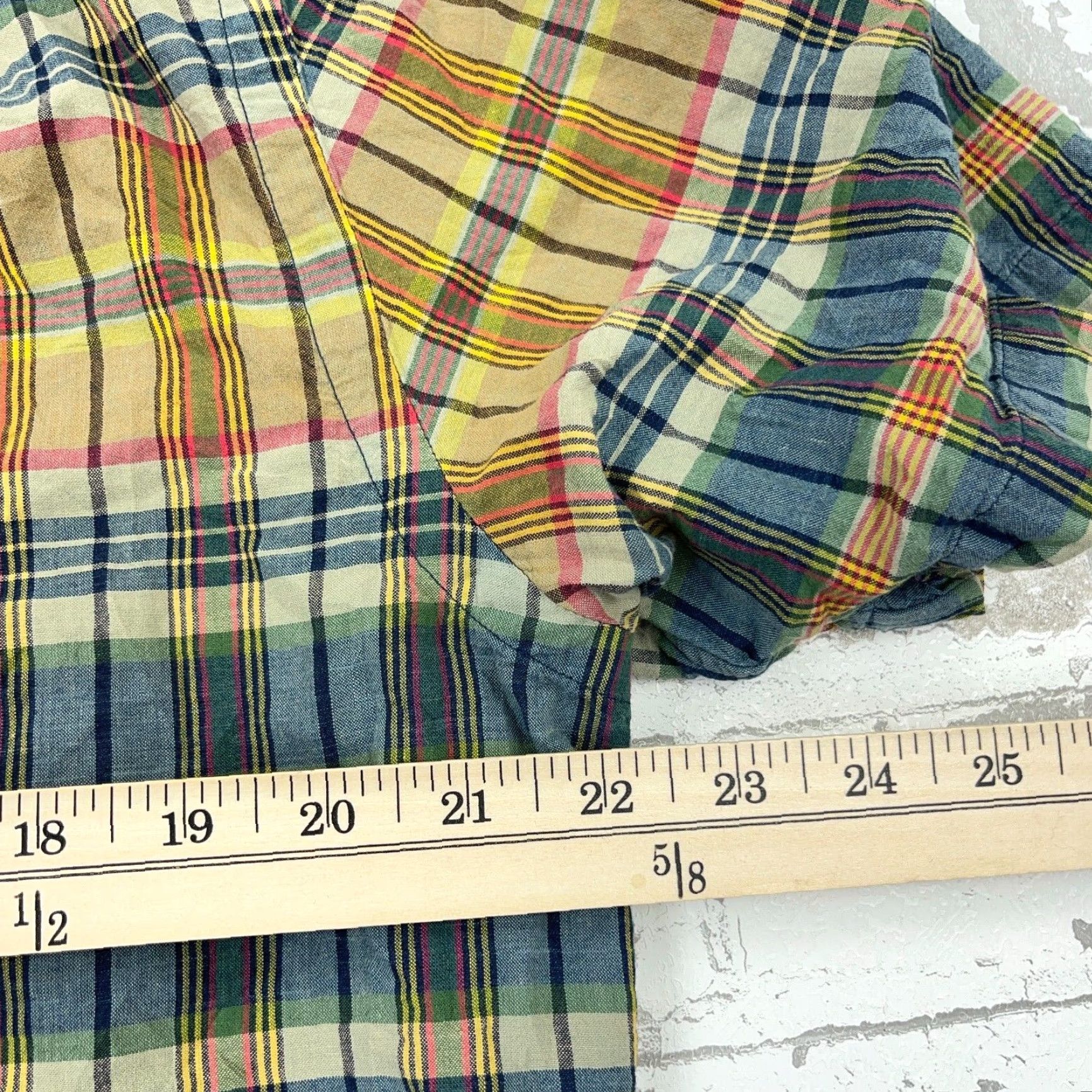 Polo Ralph Lauren Polo Ralph Lauren Shirt Men Large Green Blue Madras Plaid Button Up Epaulettes Button-Up Collar Down Sleeve Short Plaid Size US L / EU 52-54 / 3 - 7 Thumbnail