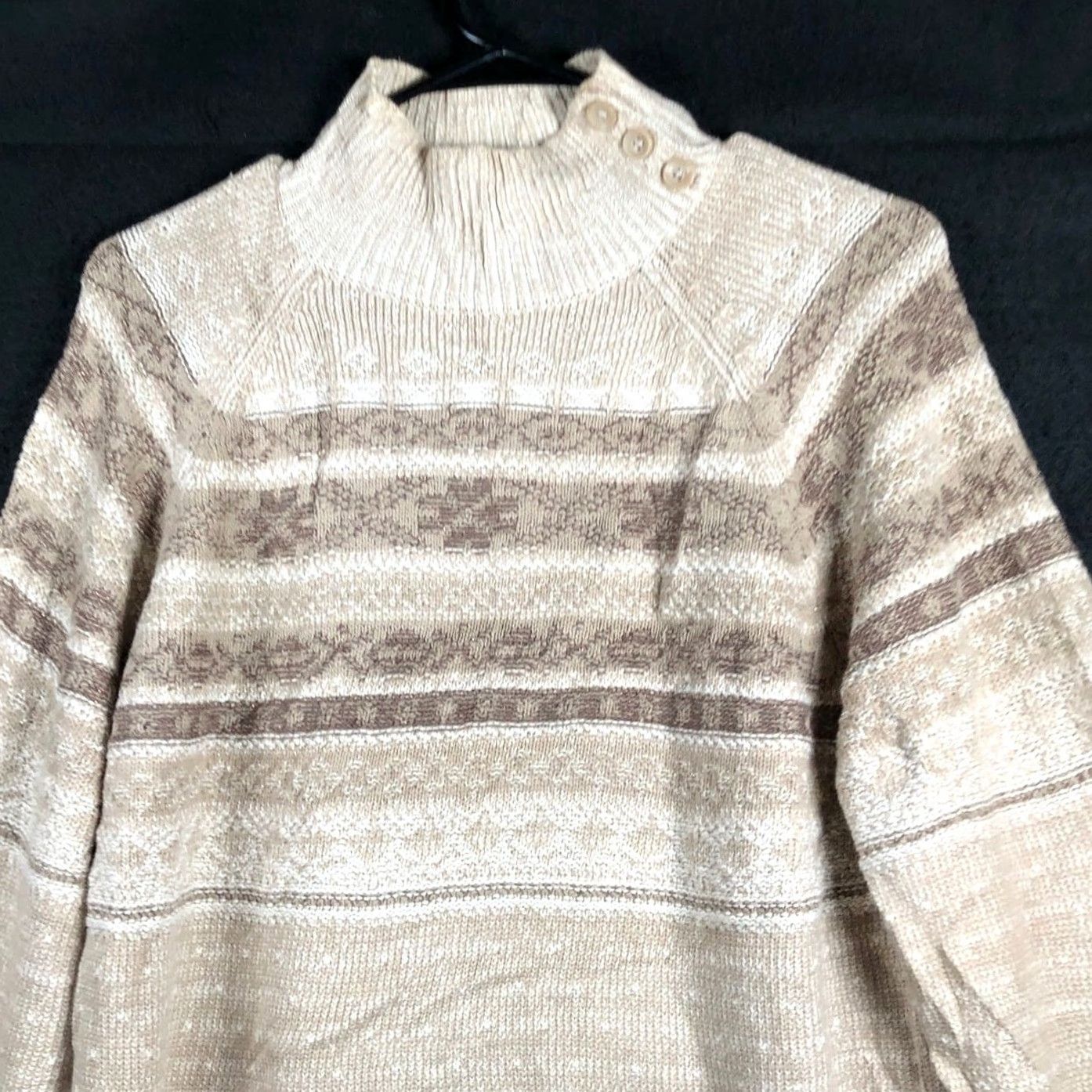 Croft & Barrow Croft & Barrow Womens Sweater Brown Mock Neck Button Accents Pullover Large Size L / US 10 / IT 46 - 2 Thumbnail