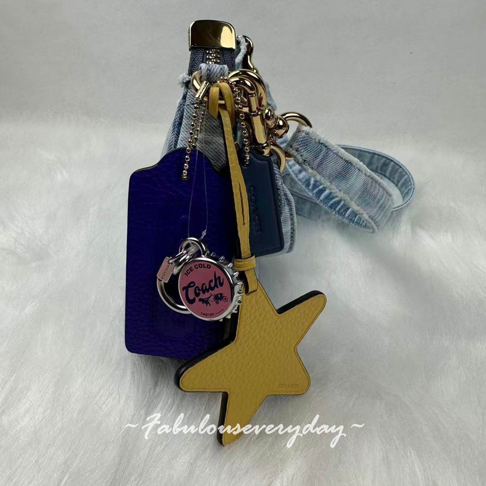 Coach Coach Teri Shoulder Loved Denim Charms Gold/Light Indigo Size ONE SIZE - 3 Thumbnail