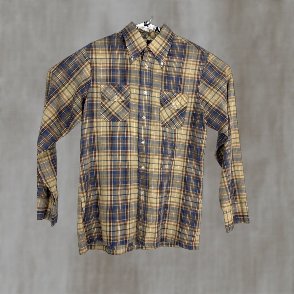 Levi's VINTAGE Levi’s Panatela Button-Up Shirt Long Sleeve Plaid Brown Mens Large 70s Size US L / EU 52-54 / 3 - 1 Thumbnail