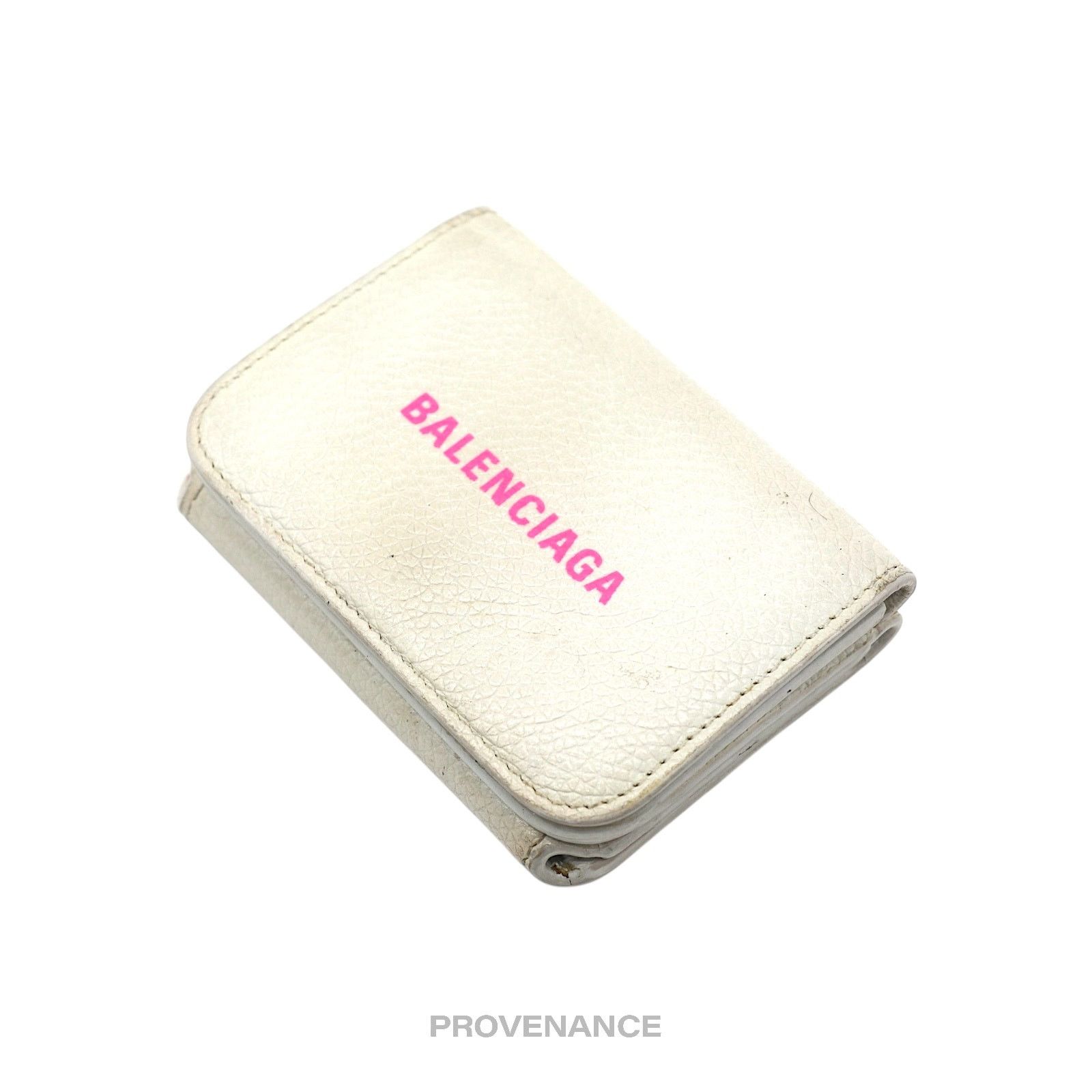Balenciaga 🔴 Balenciaga Logo Trifold Wallet - White Leather Pink Size ONE SIZE - 3 Thumbnail