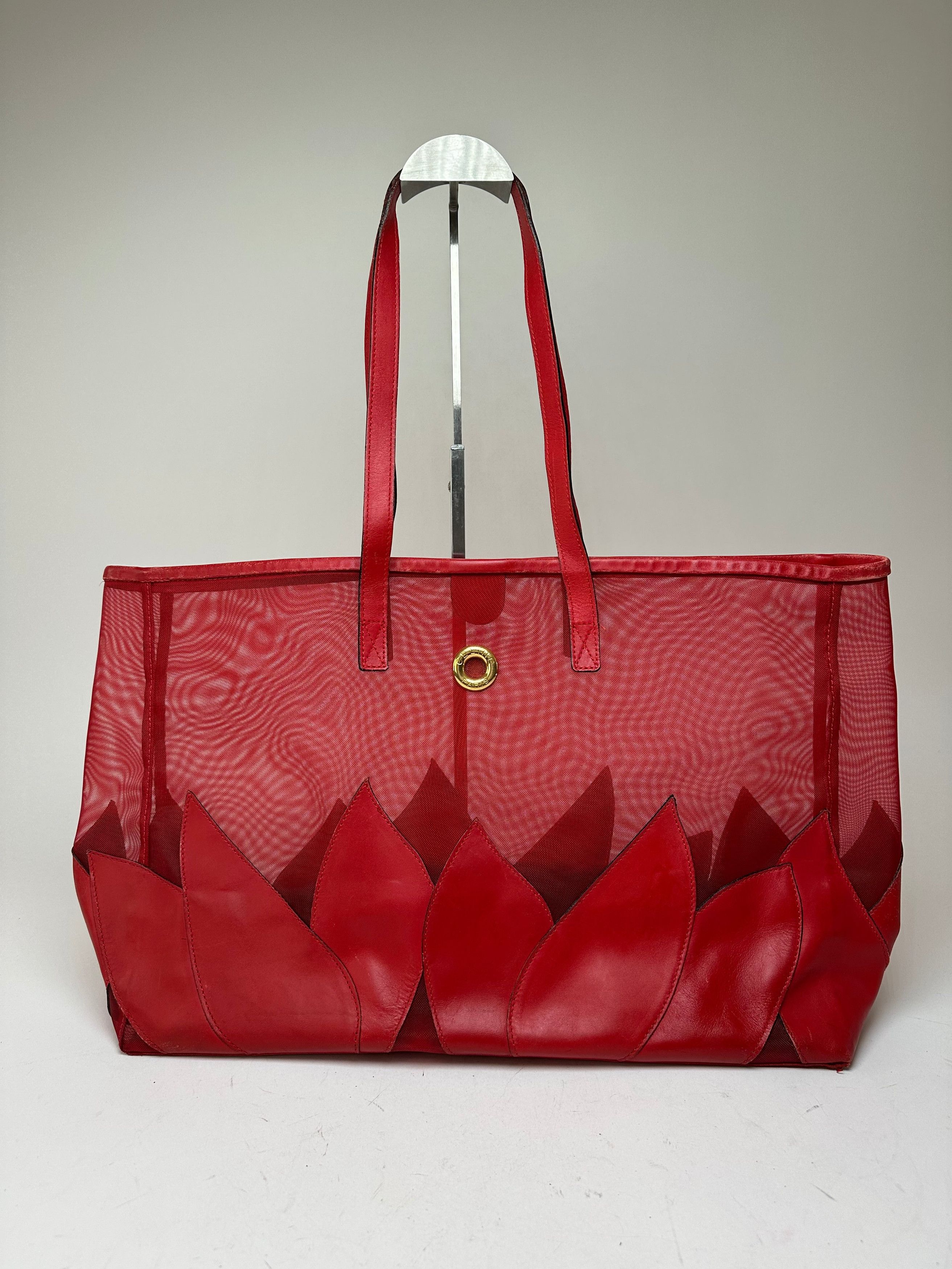 Celine Vintage Mesh Leather Tote Bag Red Size ONE SIZE - 1 Thumbnail