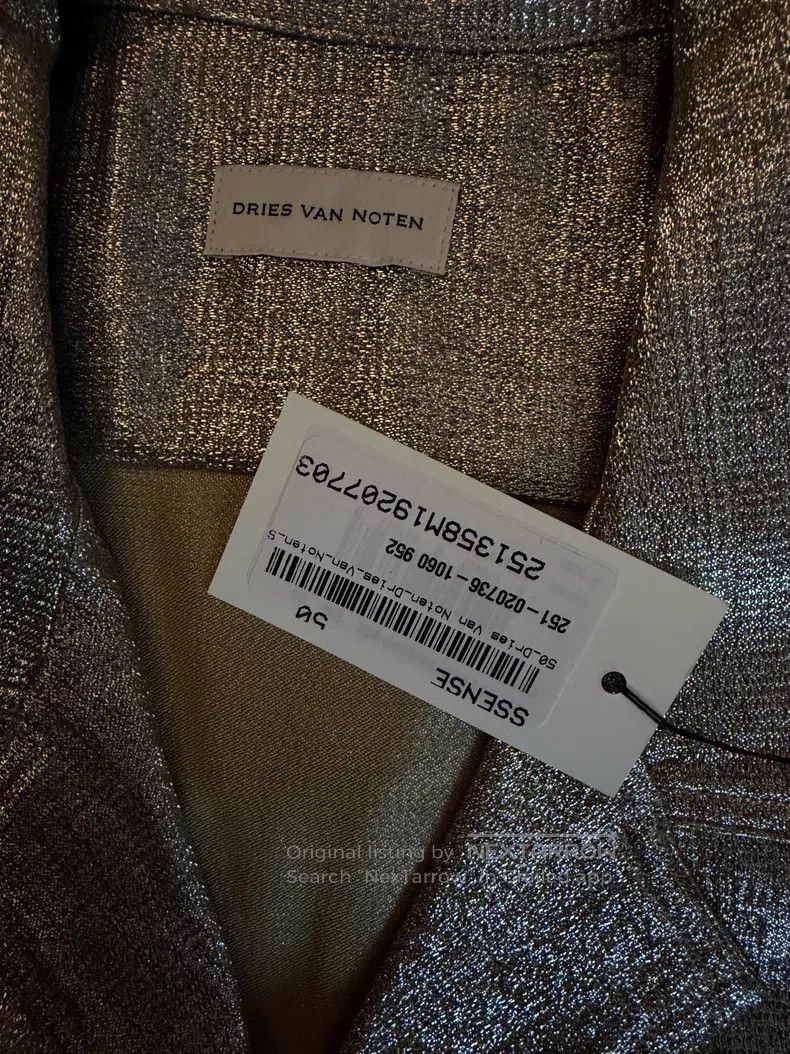 Dries Van Noten Dries Van Noten Silver Plain Weave Metallic Thread Shirt Size US XL / EU 56 / 4 - 4 Thumbnail