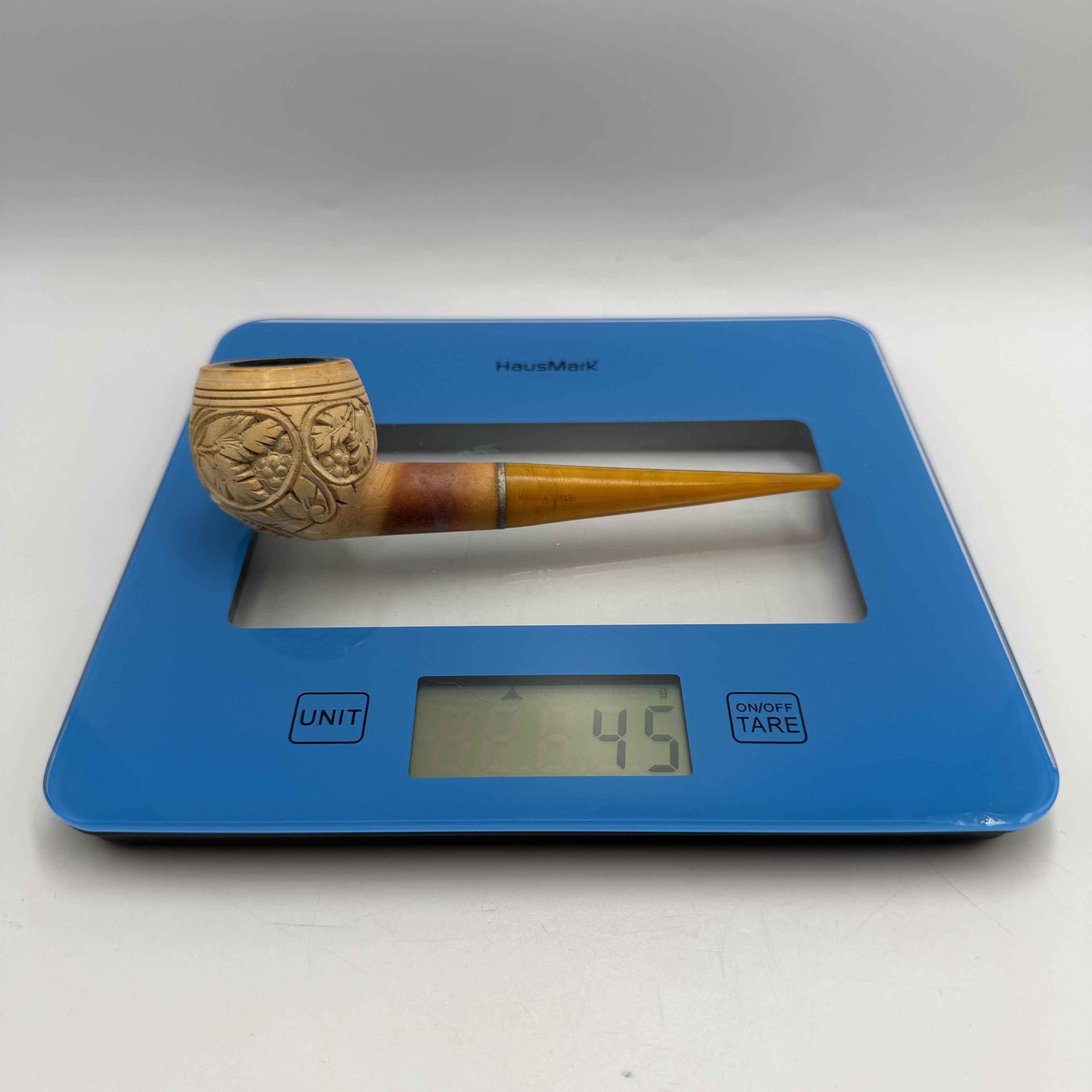 Vintage Vintage Turkish Meerschaum Pipe Grape Motif Amber Stem Size ONE SIZE - 10 Thumbnail