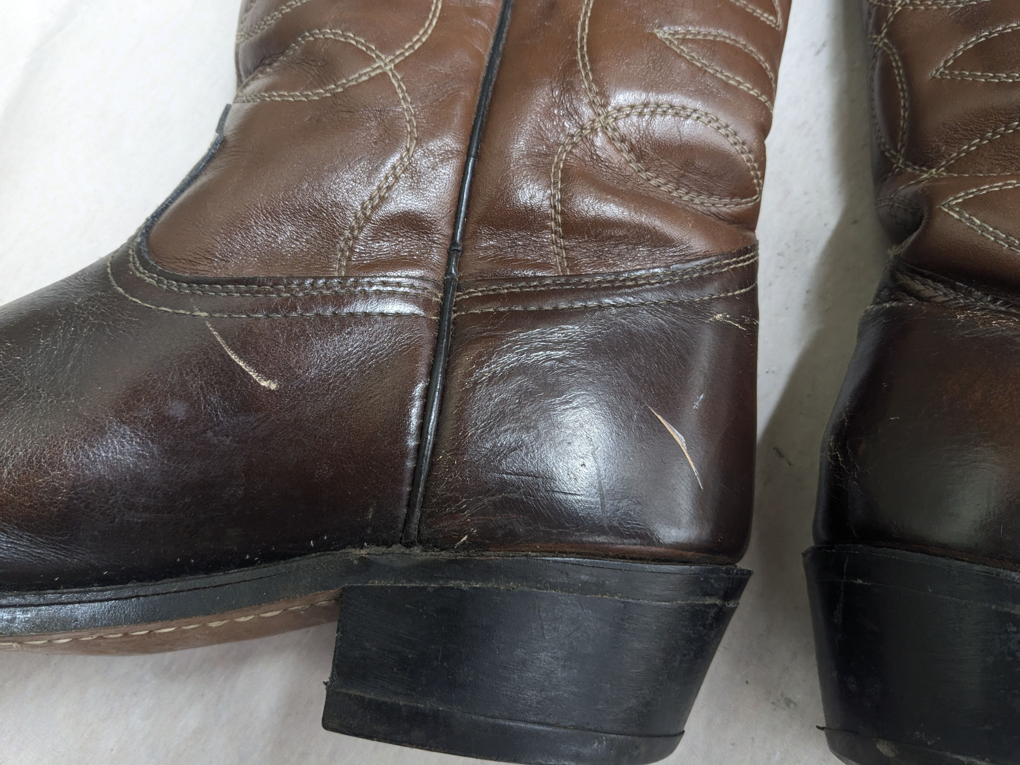 Genuine Leather Texas Cowboy Boots Brown 10.5 E Wide USA Western Size US 10.5 / EU 43-44 - 9 Thumbnail