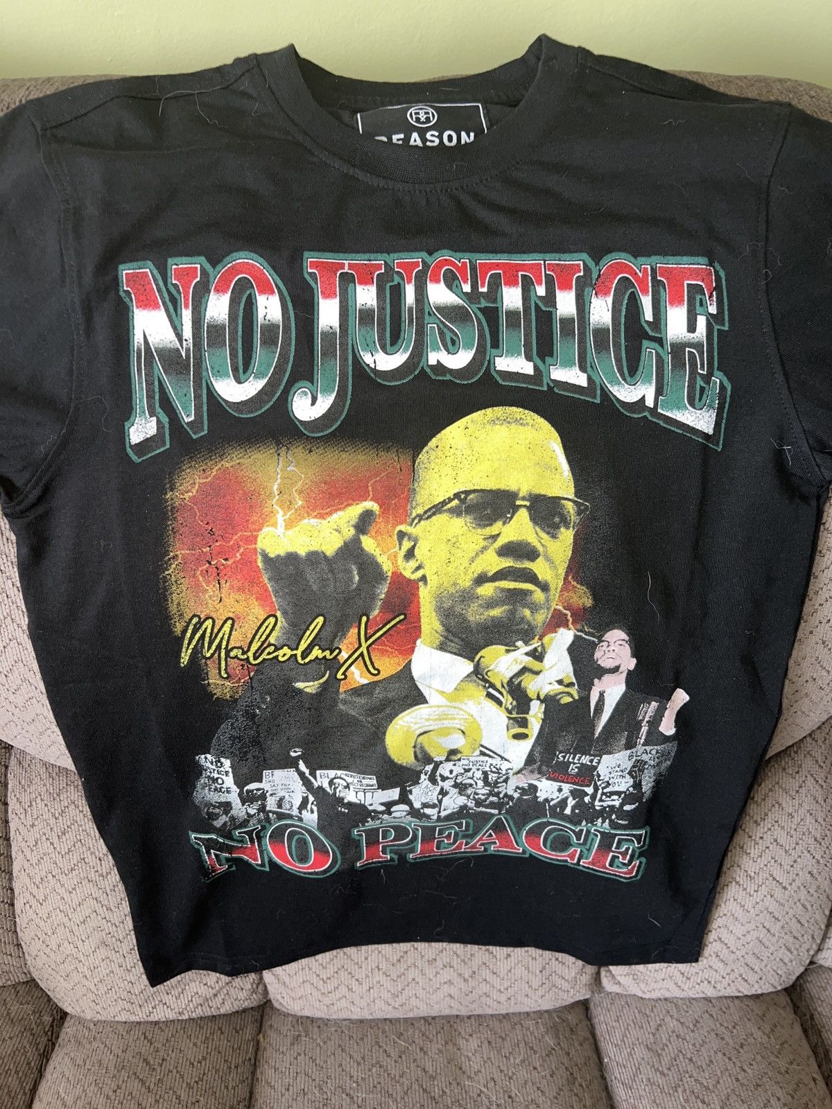 Reason Reason Malcom X No Justice No Peace Tee Size US S / EU 44-46 / 1 - 2 Thumbnail