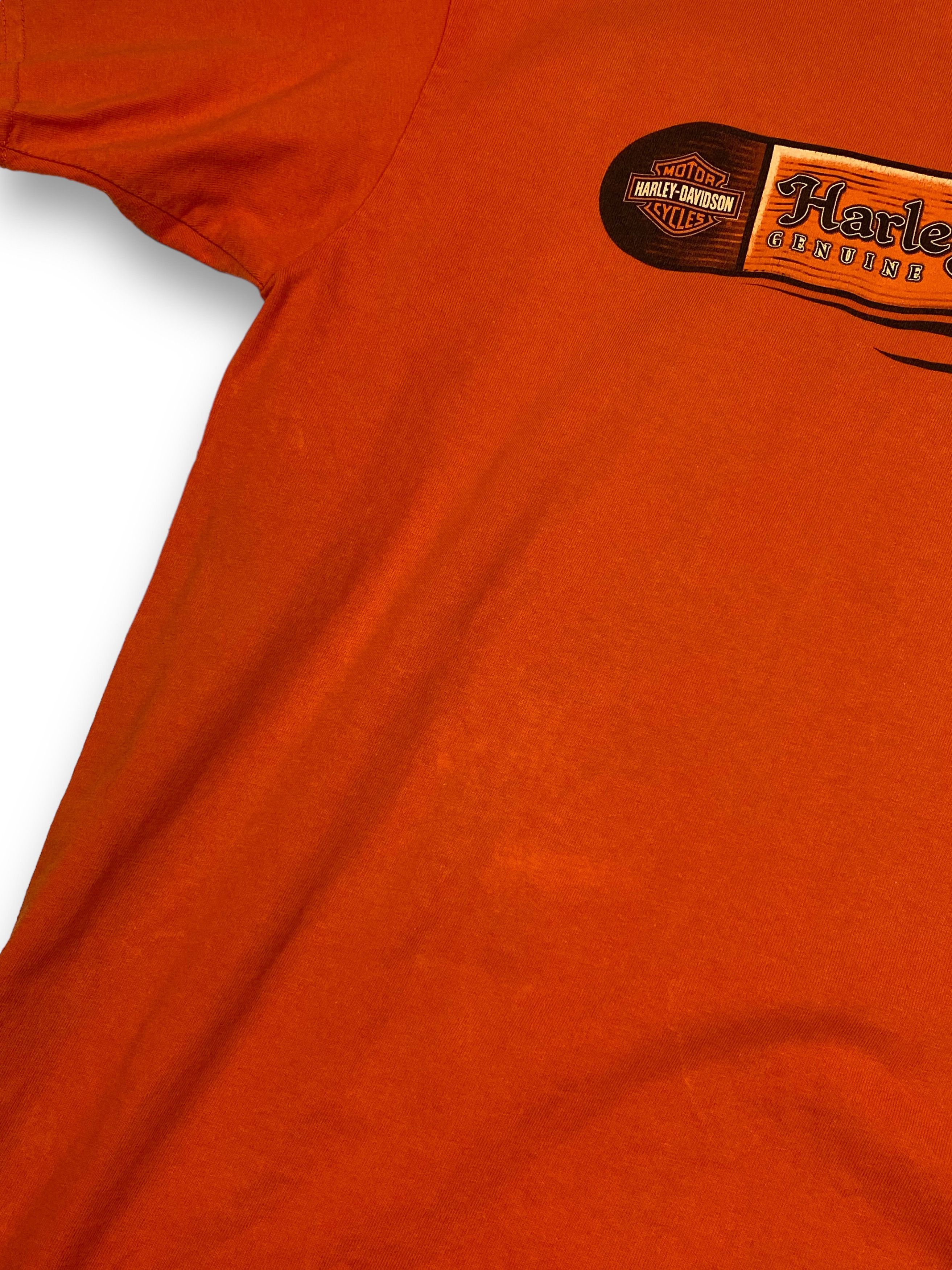 Harley Davidson Vintage HARLEY DAVIDSON US Made Big Logo Orange T-Shirt M745 Size US L / EU 52-54 / 3 - 14 Thumbnail