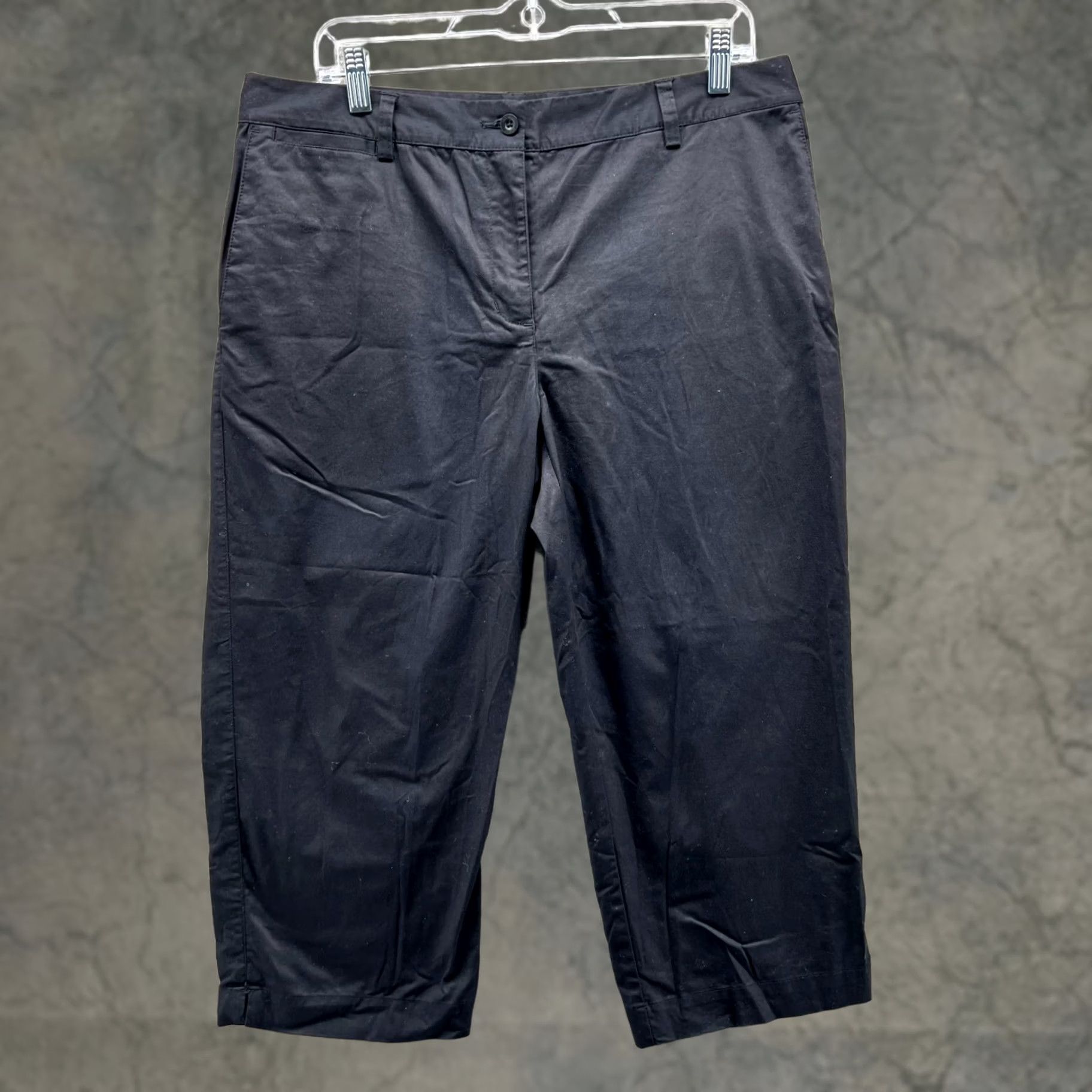 Izod VINTAGE Izod Pants Women 12 Black Outdoors Flat Front XFG Trouser Capri Straight Pants Womens 12 Black Cotton Flat Front Straight Leg Size 34" / US 12 / IT 48 - 1 Thumbnail