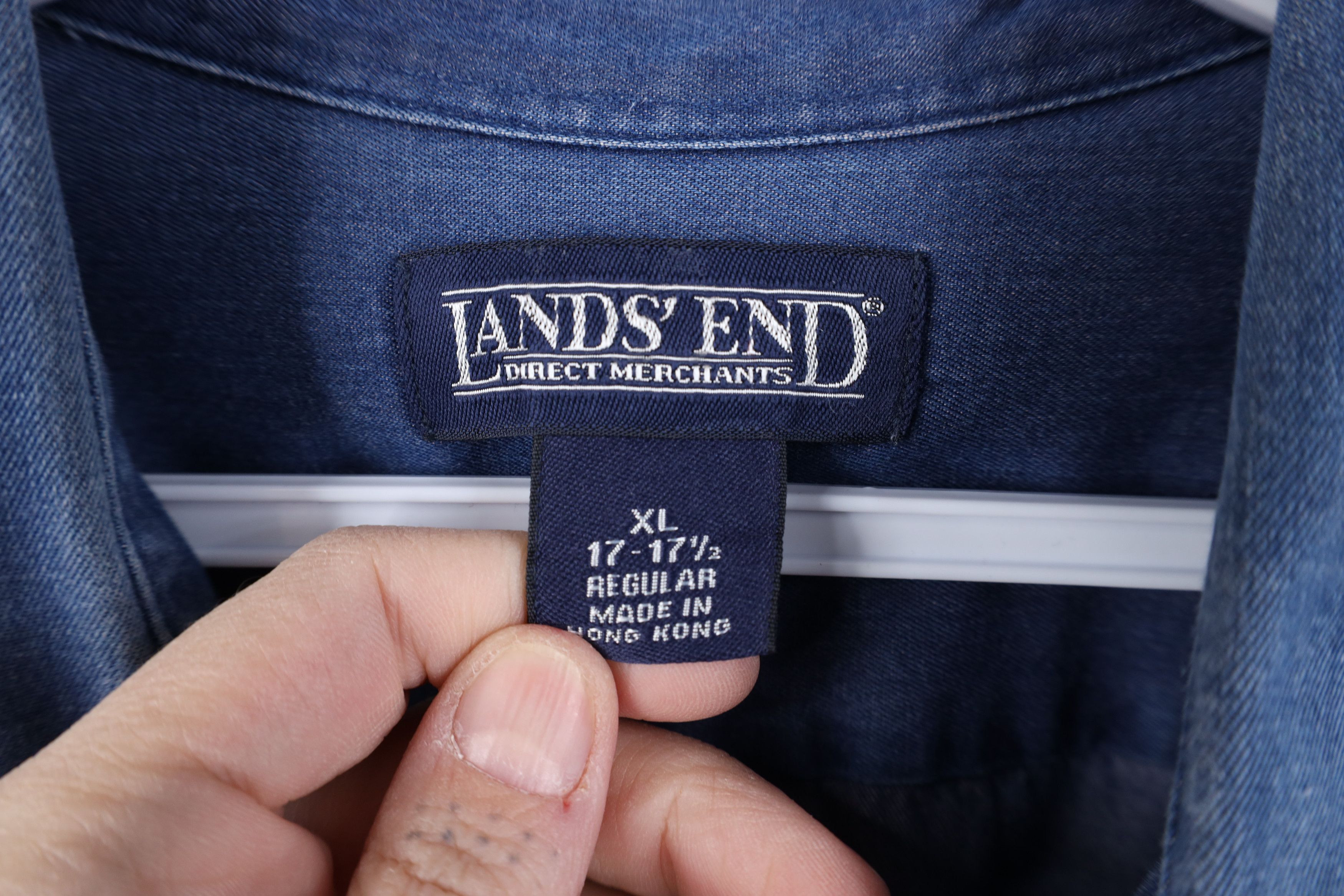 Lands' End Vintage 90s Lands End Collared Button Down Shirt Blue Cotton Size US XL / EU 56 / 4 - 6 Thumbnail