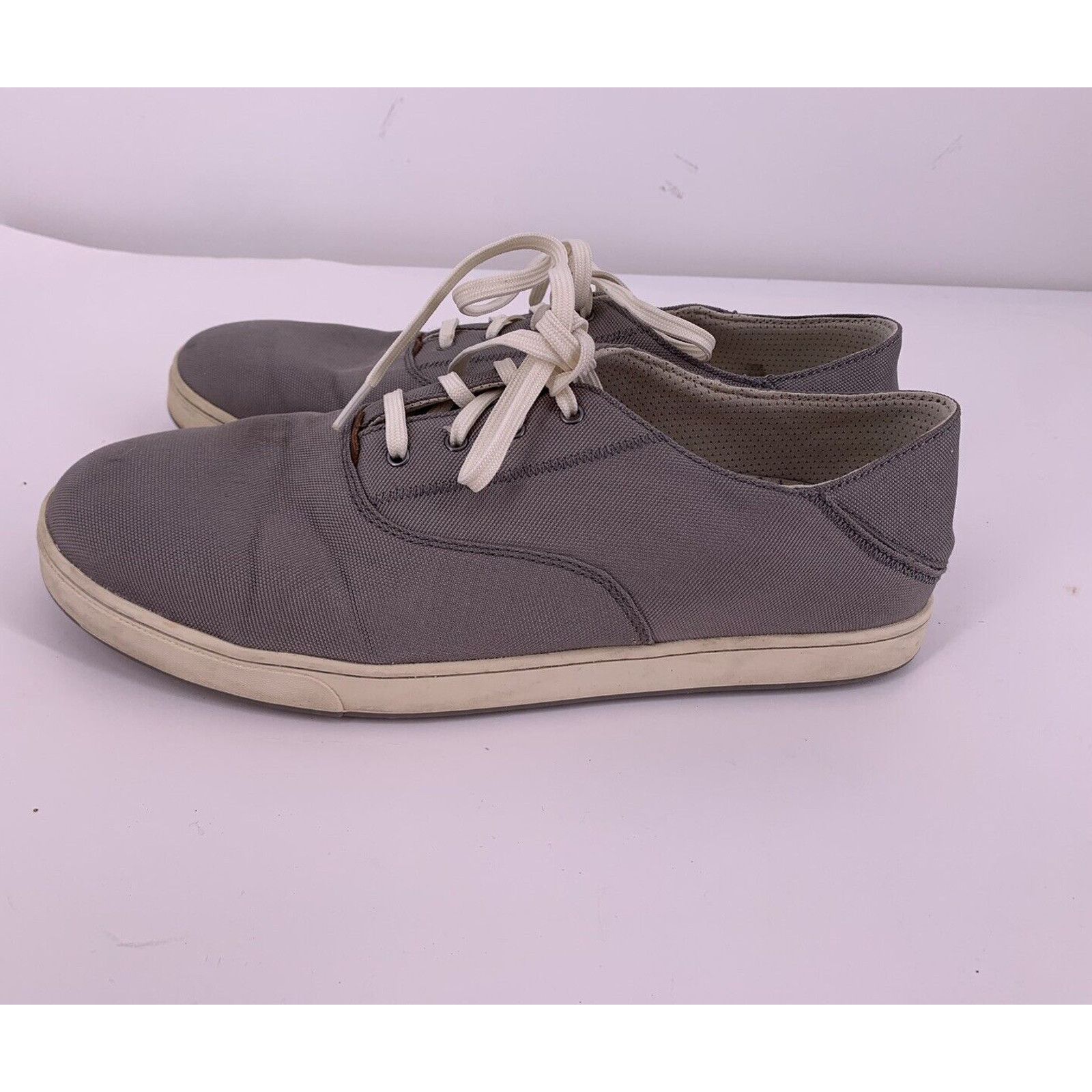 Olukai Olukai Kahu Lace Gray Canvas Lace Up Casual Shoes Sneakers Size US 11.5 / EU 44-45 - 4 Thumbnail