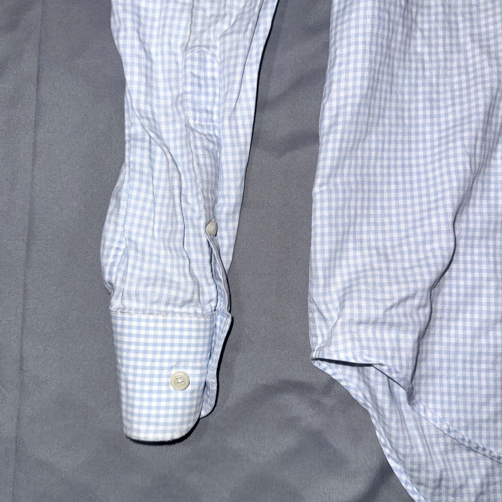 Suitsupply Suitsupply Shirt Mens 40 Dress Shirt Blue White Gingham Cotton Two Ply Crew Neck? Size 40R - 5 Thumbnail