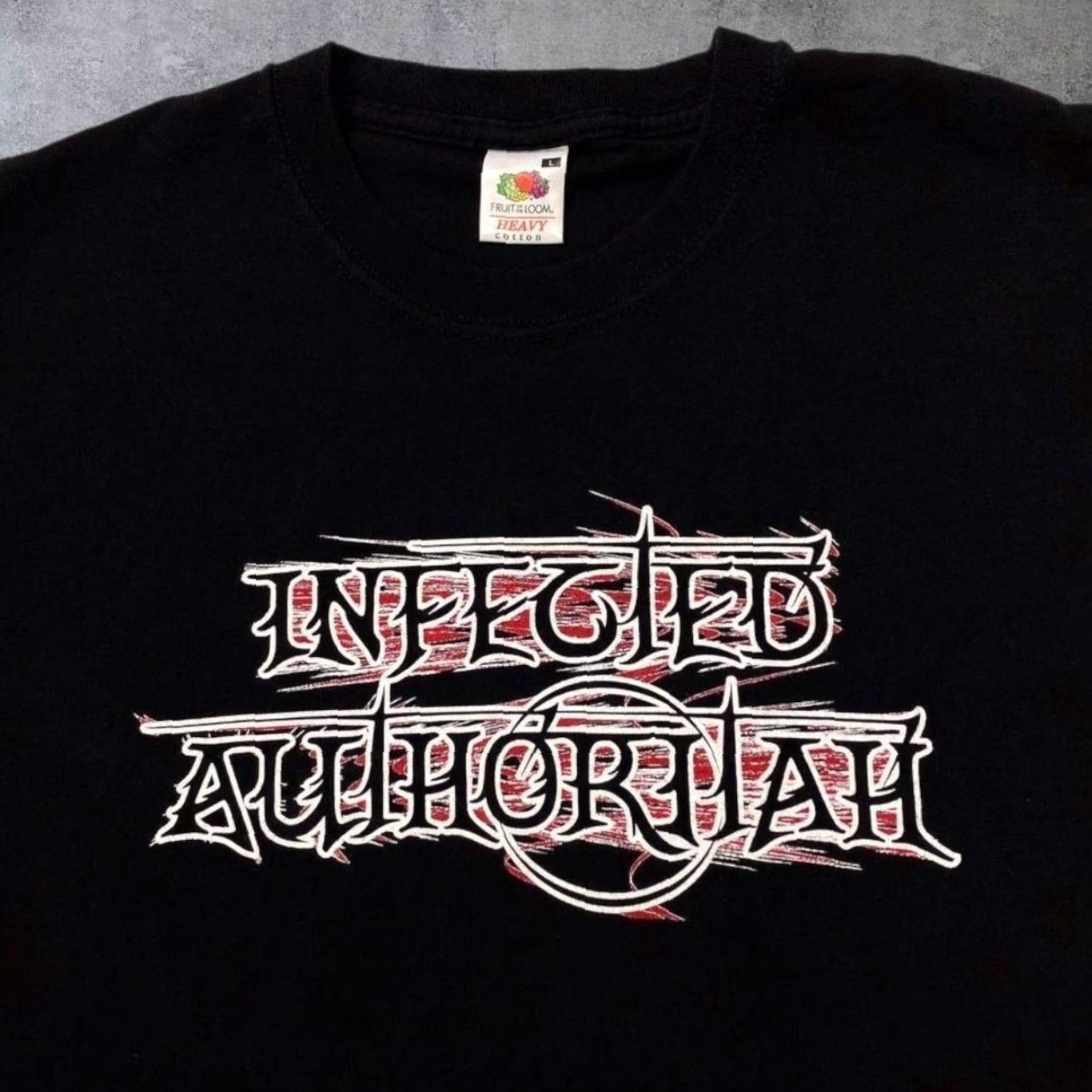 Fruit Of The Loom Infected Authoritah Infect Your Mind Thrash Melodic Death Metal Band T-Shirt M Mens Black Cotton Graphic Print Short Sleeve Round Neck Size US M / EU 48-50 / 2 - 3 Thumbnail