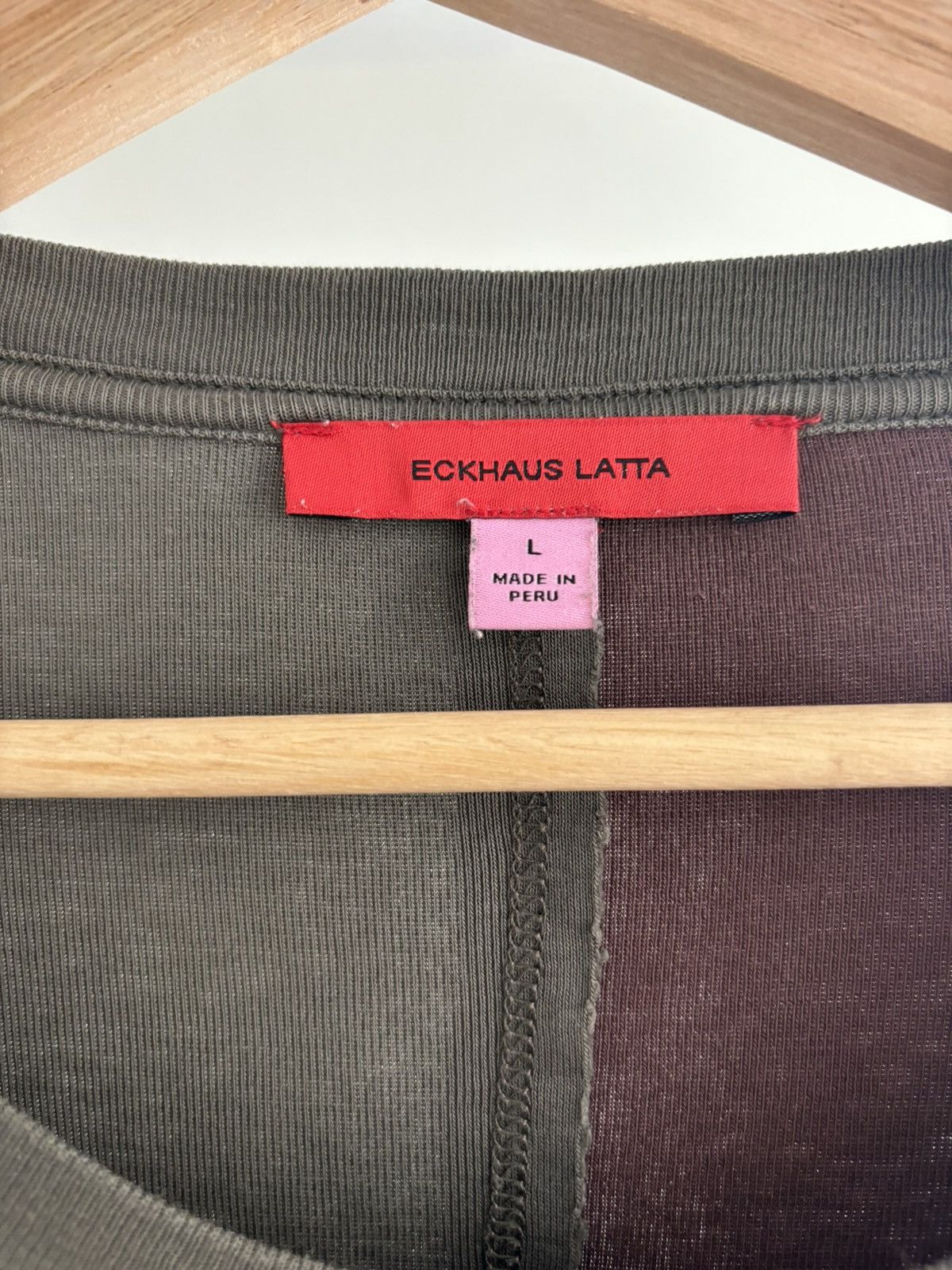 Eckhaus Latta Eckhaus Latta Unisex Lapped Baby Tee - Green/maroon Size US L / EU 52-54 / 3 - 3 Thumbnail