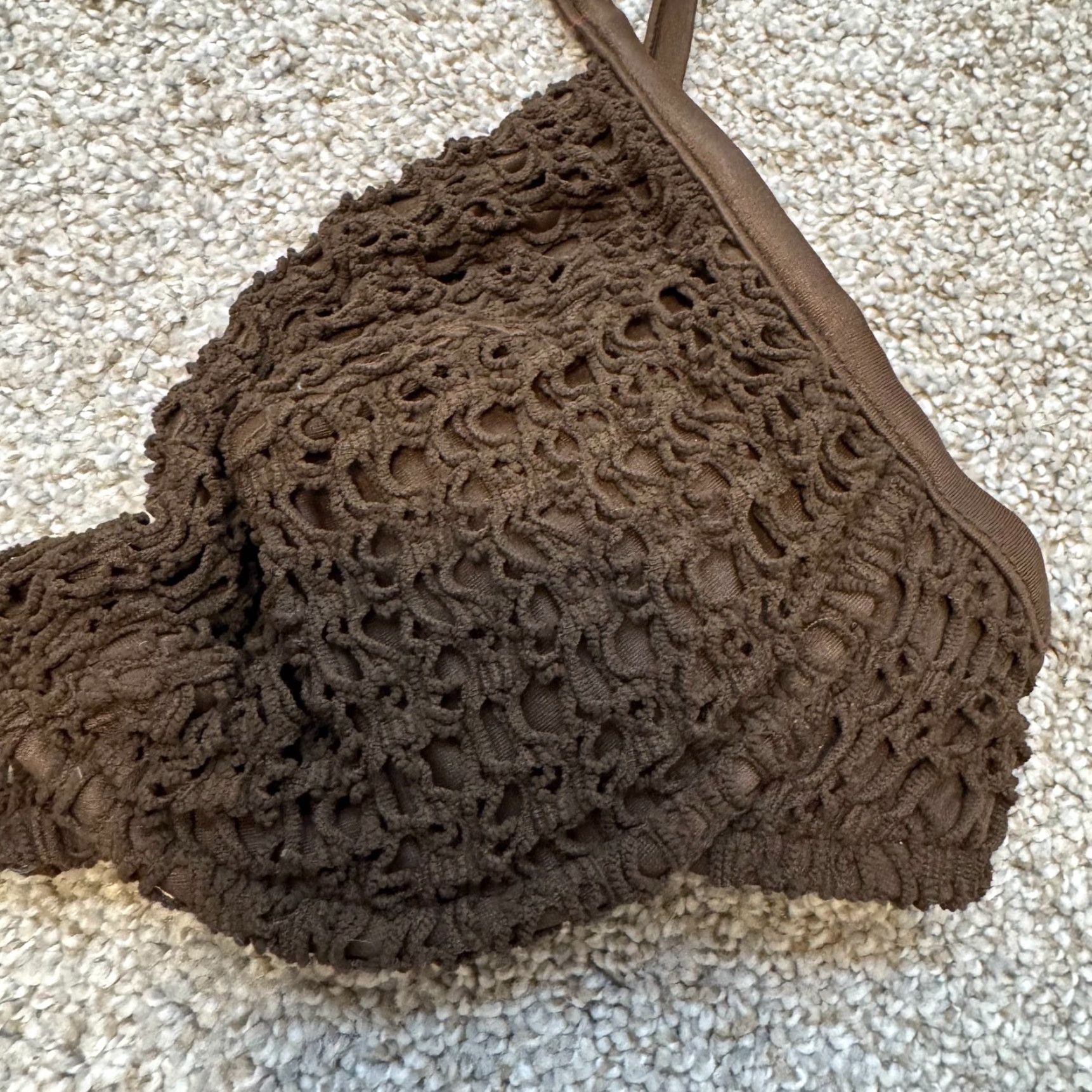 Victoria's Secret VINTAGE Victoria's Secret Bikini Swim Top M/L Brown Crochet Coconut Women's M/L Bikini Top Size M / US 6-8 / IT 42-44 - 3 Thumbnail